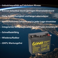 Kung Long VdS WP18-12SHR 12V 18Ah AGM Blei Accu wartungsfrei Kung Long VdS WP18-12SHR 12V 18Ah AGM Blei Accu wartungsfrei