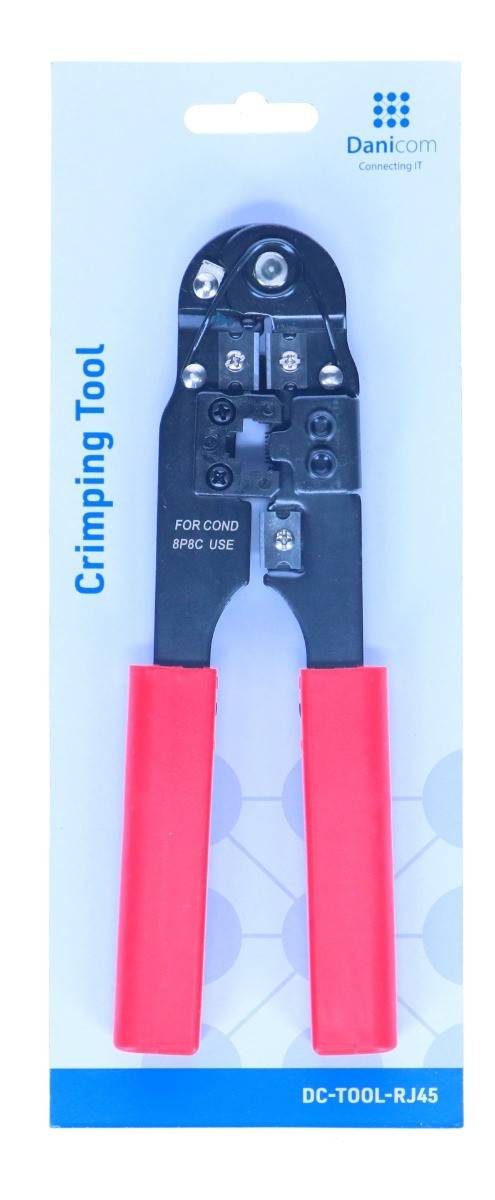 Danicom - Crimp Zange für RJ 45 Stecker mit Kabelschneider und Abisolierer