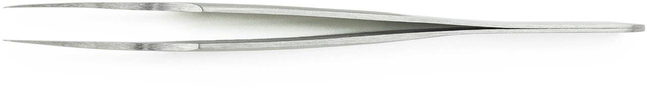 Präzisionspinzette mit flachen abgerundeten Spitzen zum Greifen kleiner Komponenten.