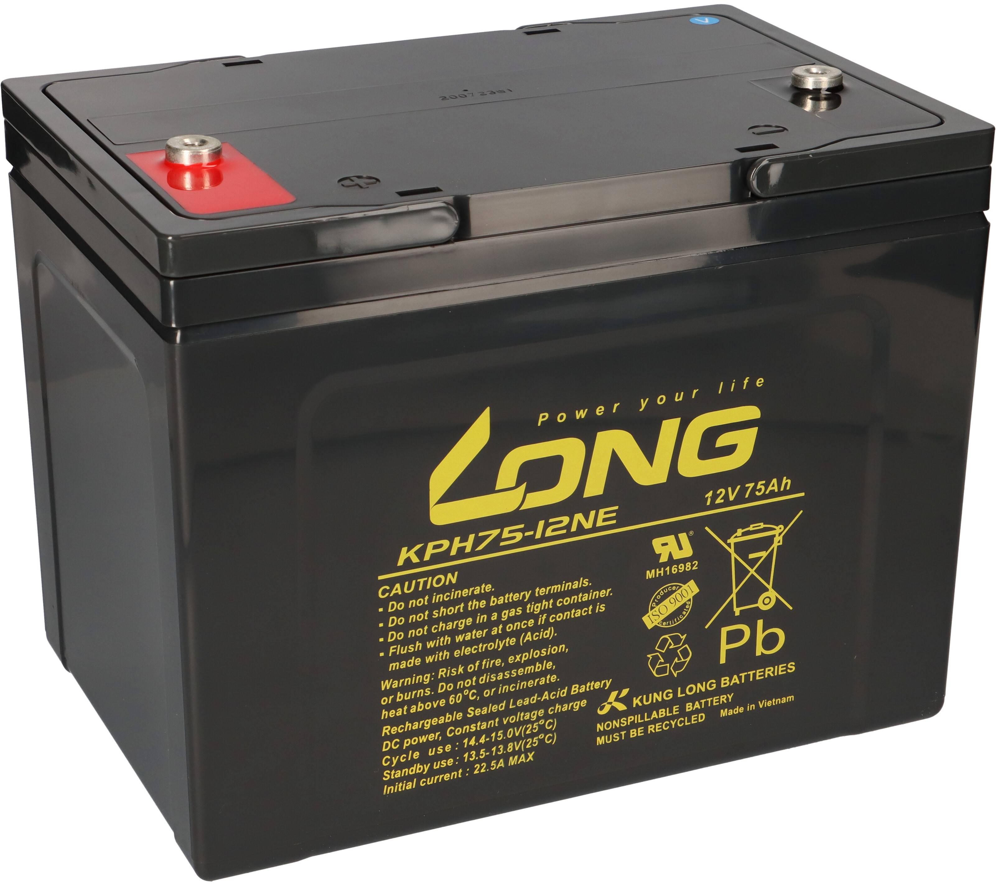 Kung Long KPH75-12NE 12V 75Ah AGM Bleiakku M6 Longlife
