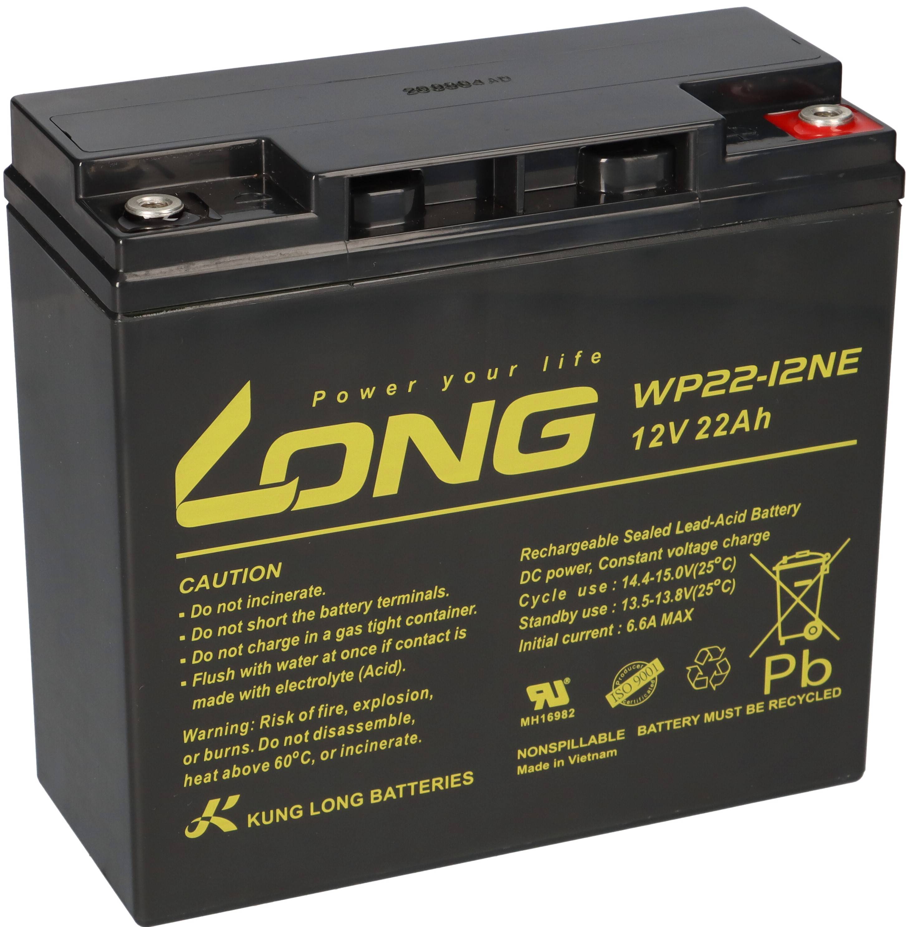 Kung Long Akku 12V 22Ah Bleibatterie WP22-12NE Zyklenfest