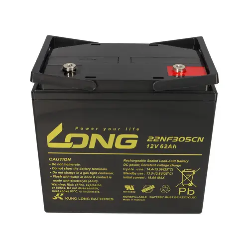 Kung Long Akku 12V 62Ah Pb Batterie Bleigel WP-22NF305CN zyklenfest Kung Long Akku 12V 62Ah Pb Batterie Bleigel WP-22NF305CN zyklenfest