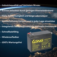 Kung Long Akku 12V 10Ah Pb Batterie Bleigel WP10-12SE zyklenfest Kung Long Akku 12V 10Ah Pb Batterie Bleigel WP10-12SE zyklenfest