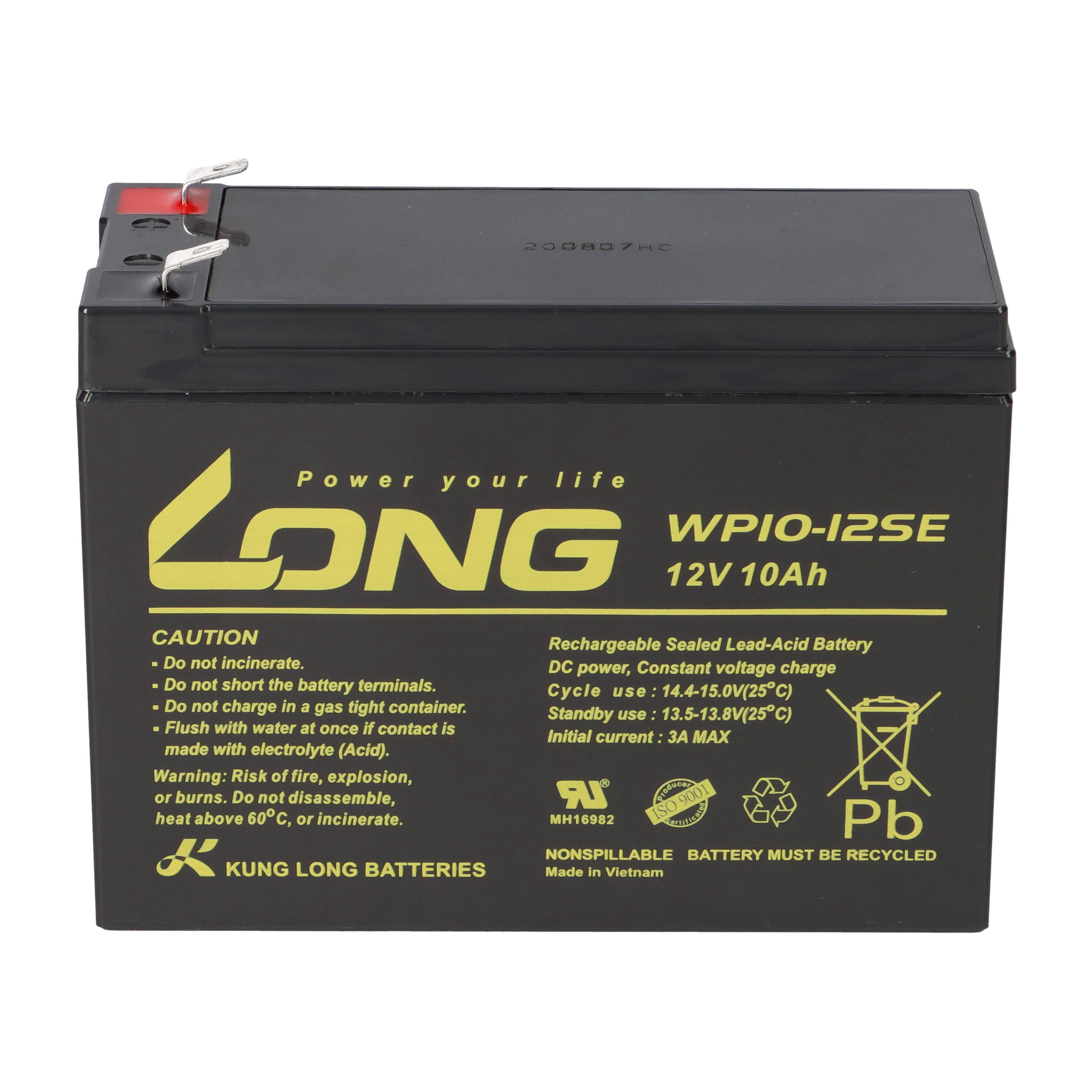 Kung Long Akku 12V 10Ah Pb Batterie Bleigel WP10-12SE zyklenfest