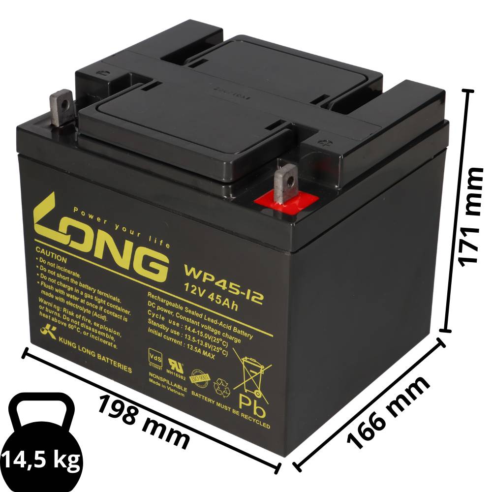 Kung Long WP45-12 12V 45Ah AGM Bleiakku M6 VdS