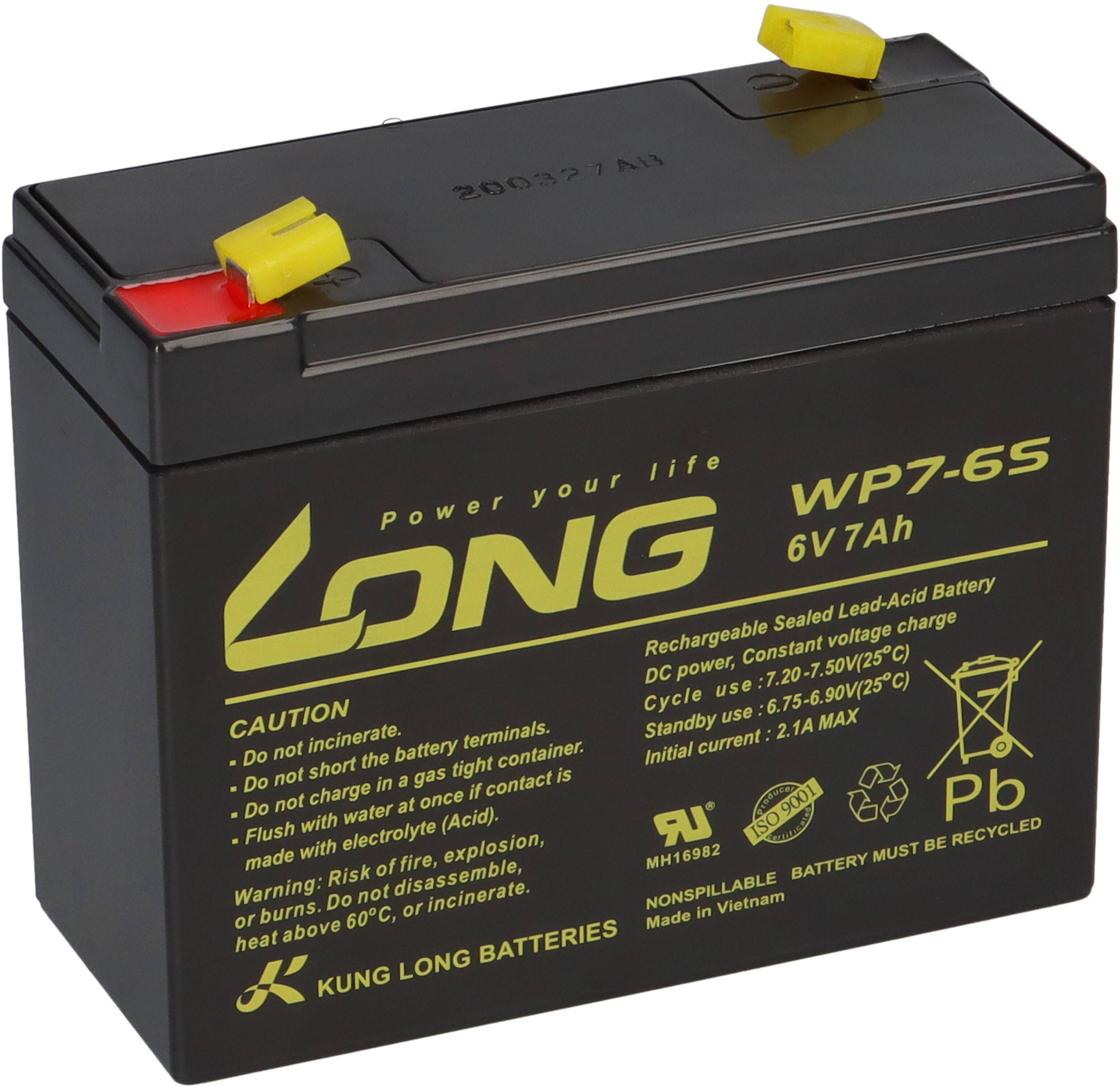 Kung Long Akku WP7-6S 6V 7Ah AGM Blei Vlies wartungsfrei 6Volt