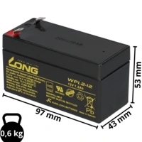 Kung Long WP1.2-12 12V 1,2Ah AGM Batterie Blei wartungsfrei VdS battery Kung Long WP1.2-12 12V 1,2Ah AGM Batterie Blei wartungsfrei VdS battery