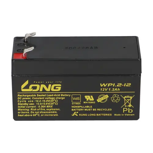 Kung Long WP1.2-12 12V 1,2Ah AGM Batterie Blei wartungsfrei VdS battery Kung Long WP1.2-12 12V 1,2Ah AGM Batterie Blei wartungsfrei VdS battery