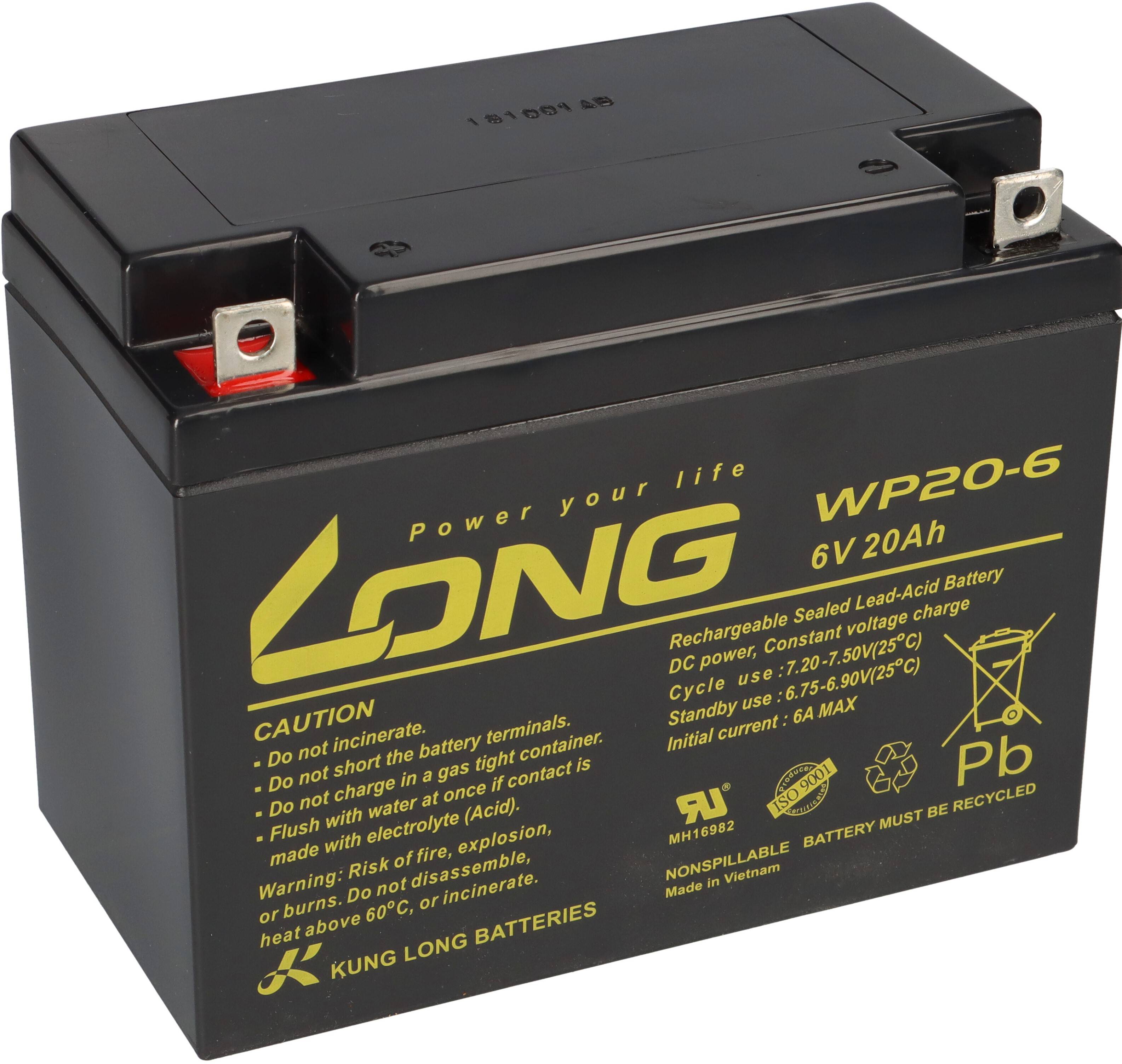 Kung Long Akku WP20-6 6V 20Ah AGM Blei Vlies