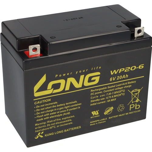 Kung Long Akku WP20-6 6V 20Ah AGM Blei Vlies Kung Long Akku WP20-6 6V 20Ah AGM Blei Vlies