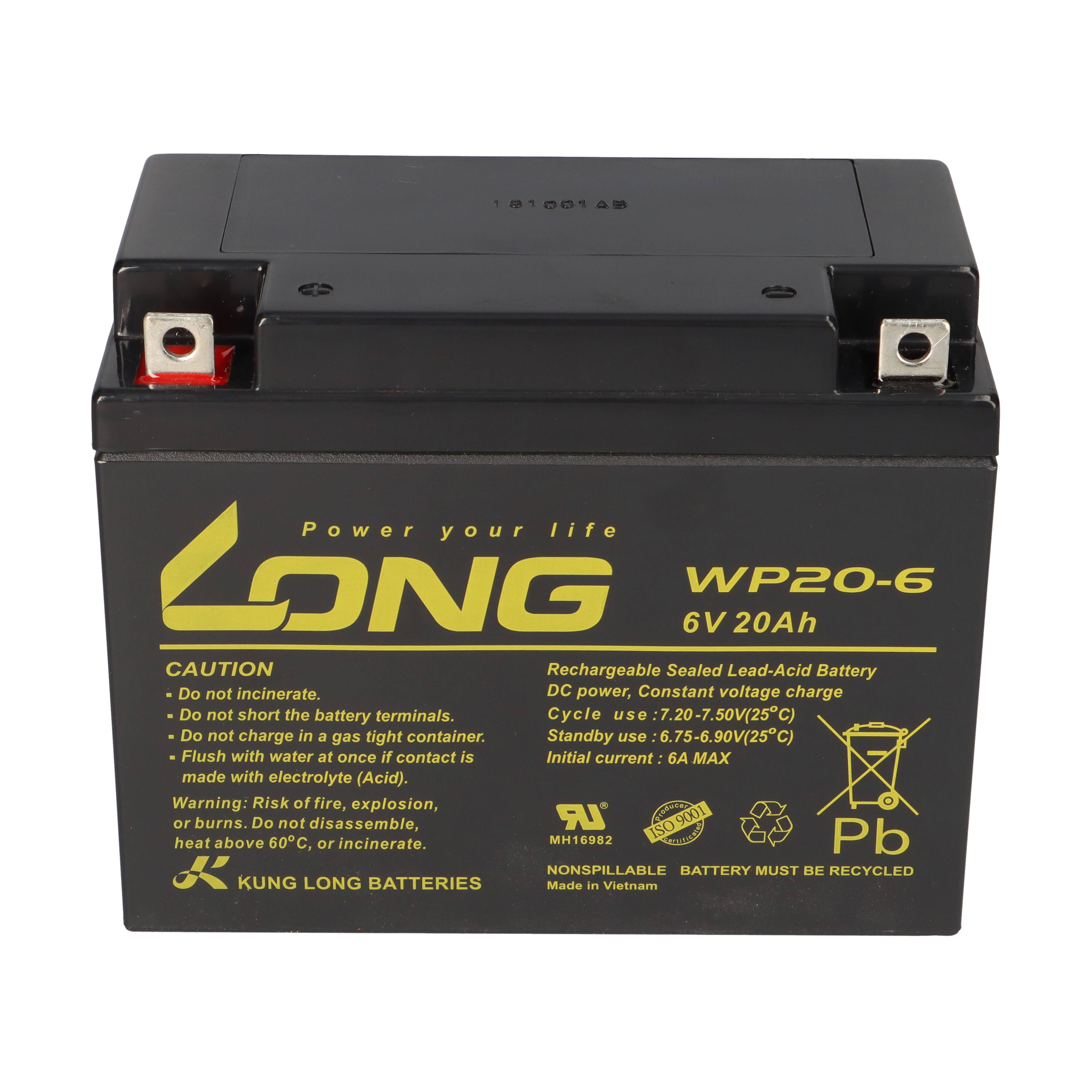 Kung Long Akku WP20-6 6V 20Ah AGM Blei Vlies