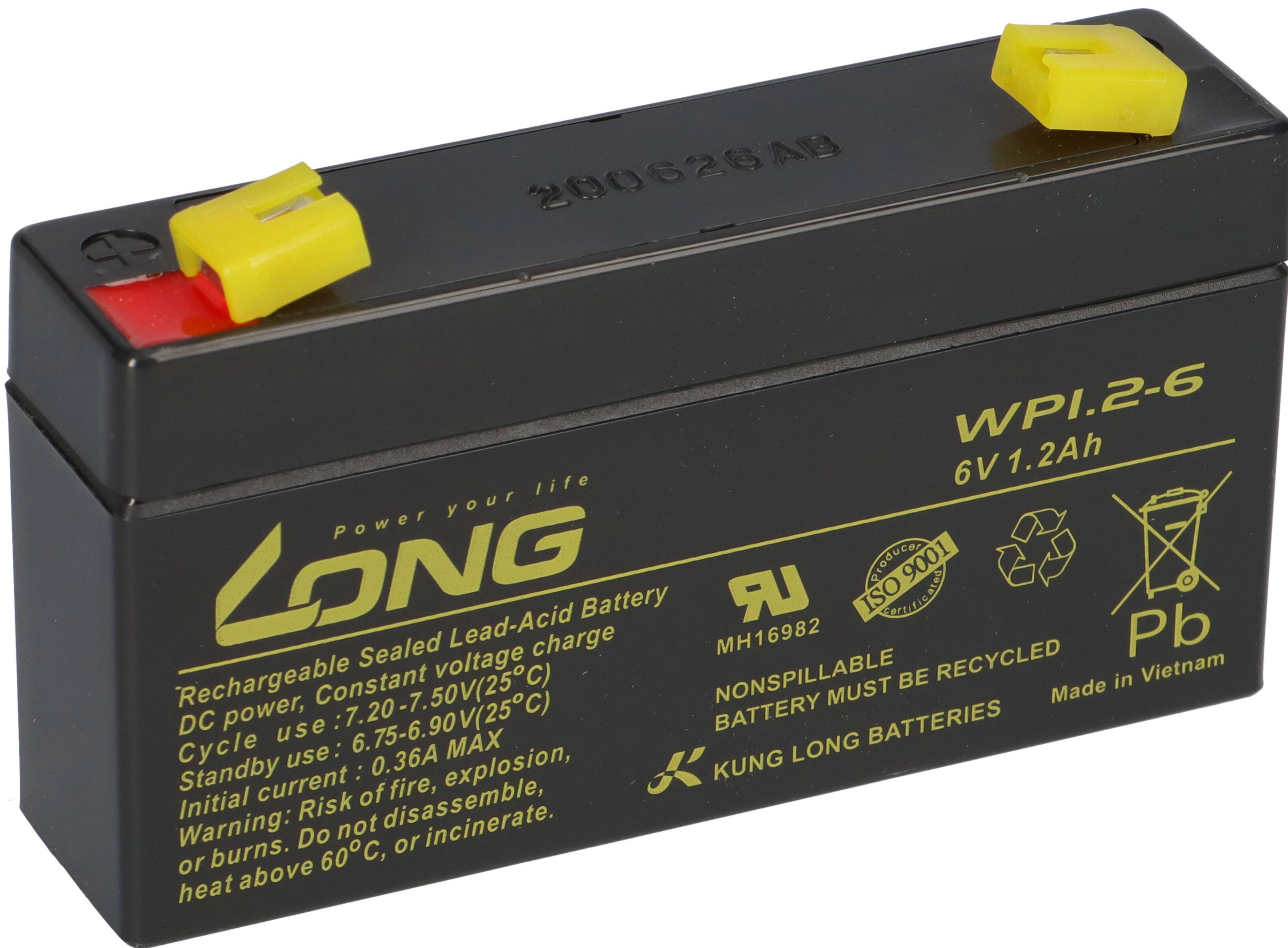 Kung Long Akku WP1.2-6 6V 1,2Ah.AGM Blei Vlies 6Volt