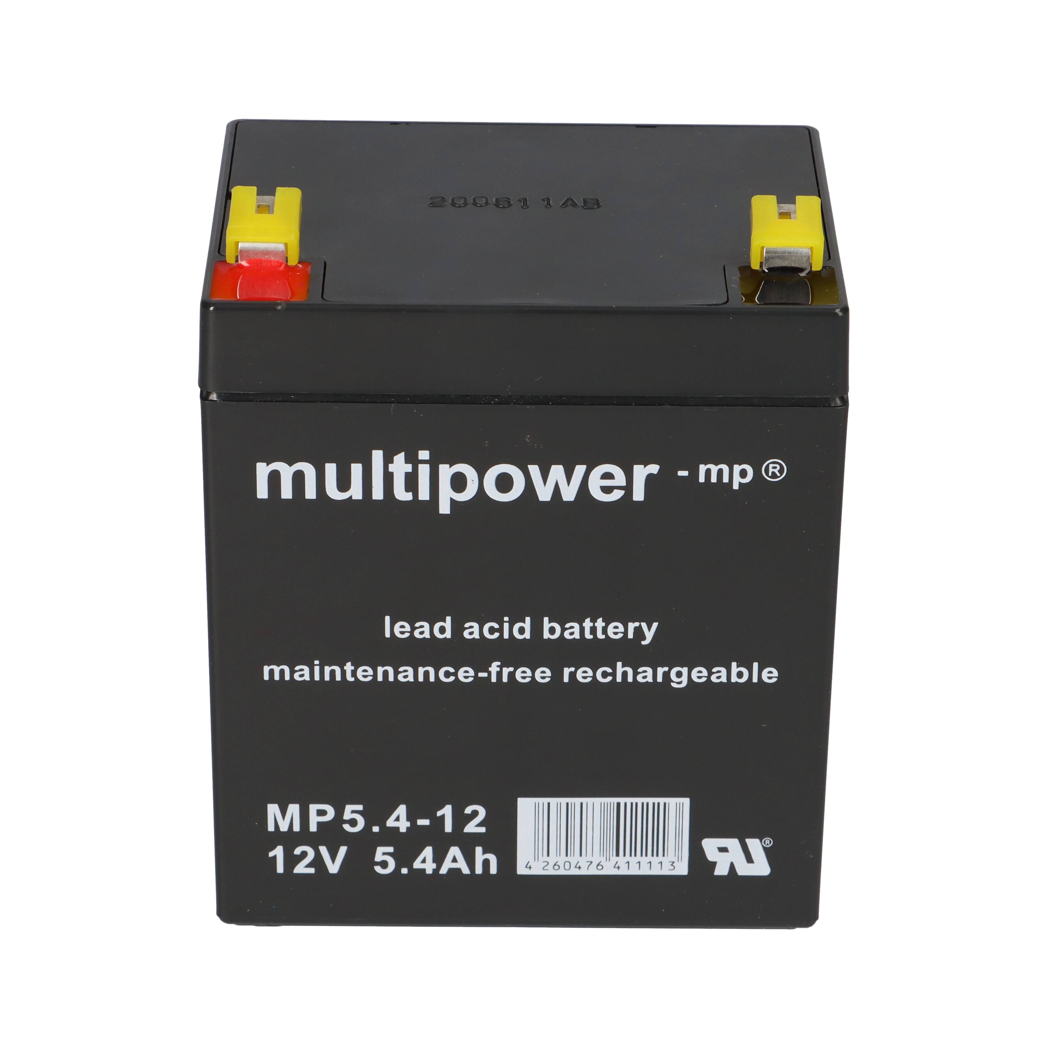 Multipower MP5,4-12 AGM Bleiakku 12V 5,4Ah – F4,8 mm