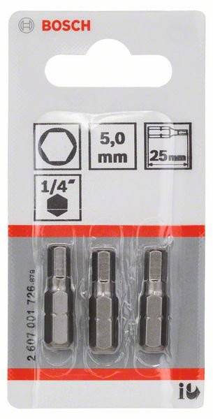 Schrauberbit Extra-Hart, HEX 5, 25 mm, 3er-Pack