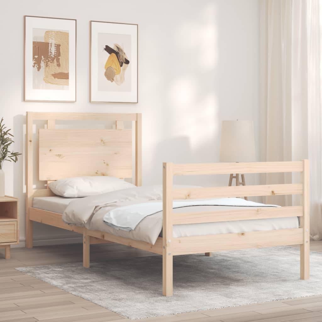 vidaXL Massivholzbett mit Kopfteil 100x200 cm