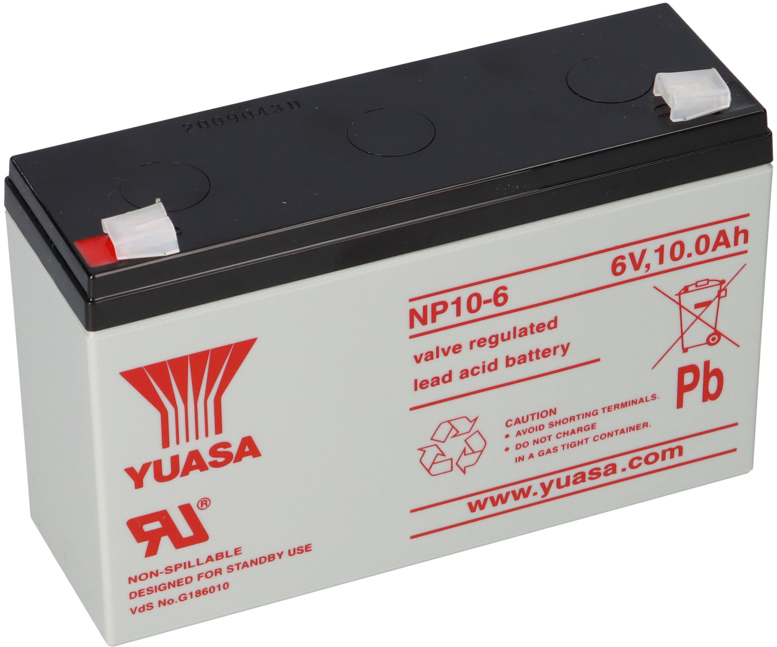 Yuasa Blei-Akku NP10-6 PB 6V 10Ah VdS Faston 4,8