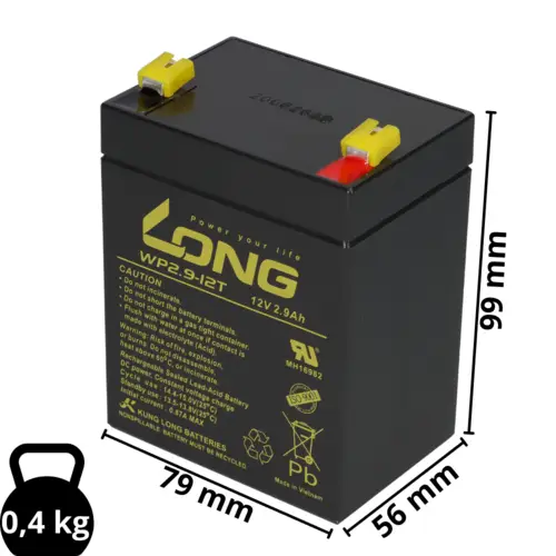 Kung Long WP2.9-12T 12V 2,9Ah AGM Blei Accu Bleiakku Batterie wartungsfrei Kung Long WP2.9-12T 12V 2,9Ah AGM Blei Accu Bleiakku Batterie wartungsfrei