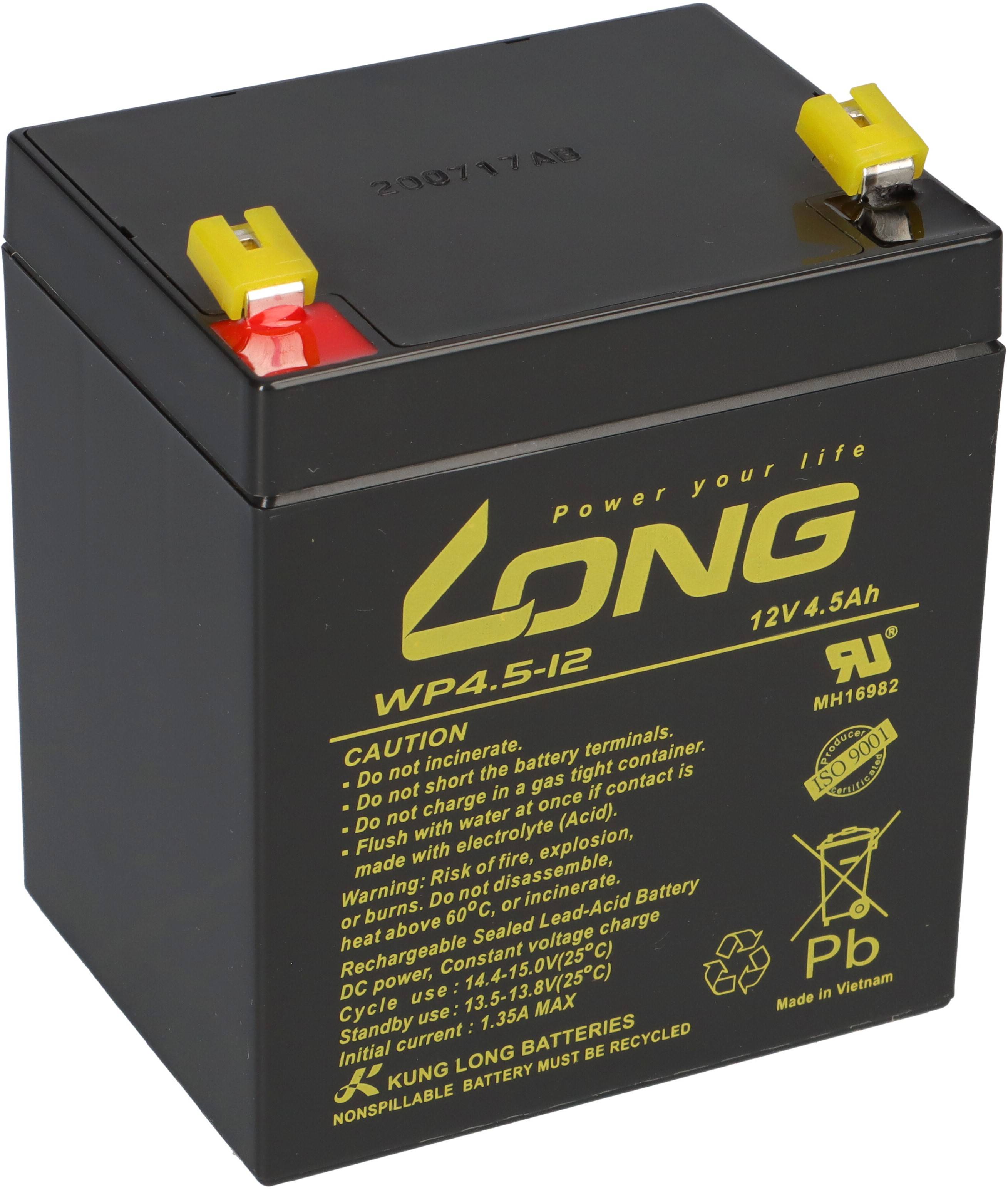 Kung Long WP4.5-12 12V 4,5Ah AGM Bleiakku F1 4,8mm