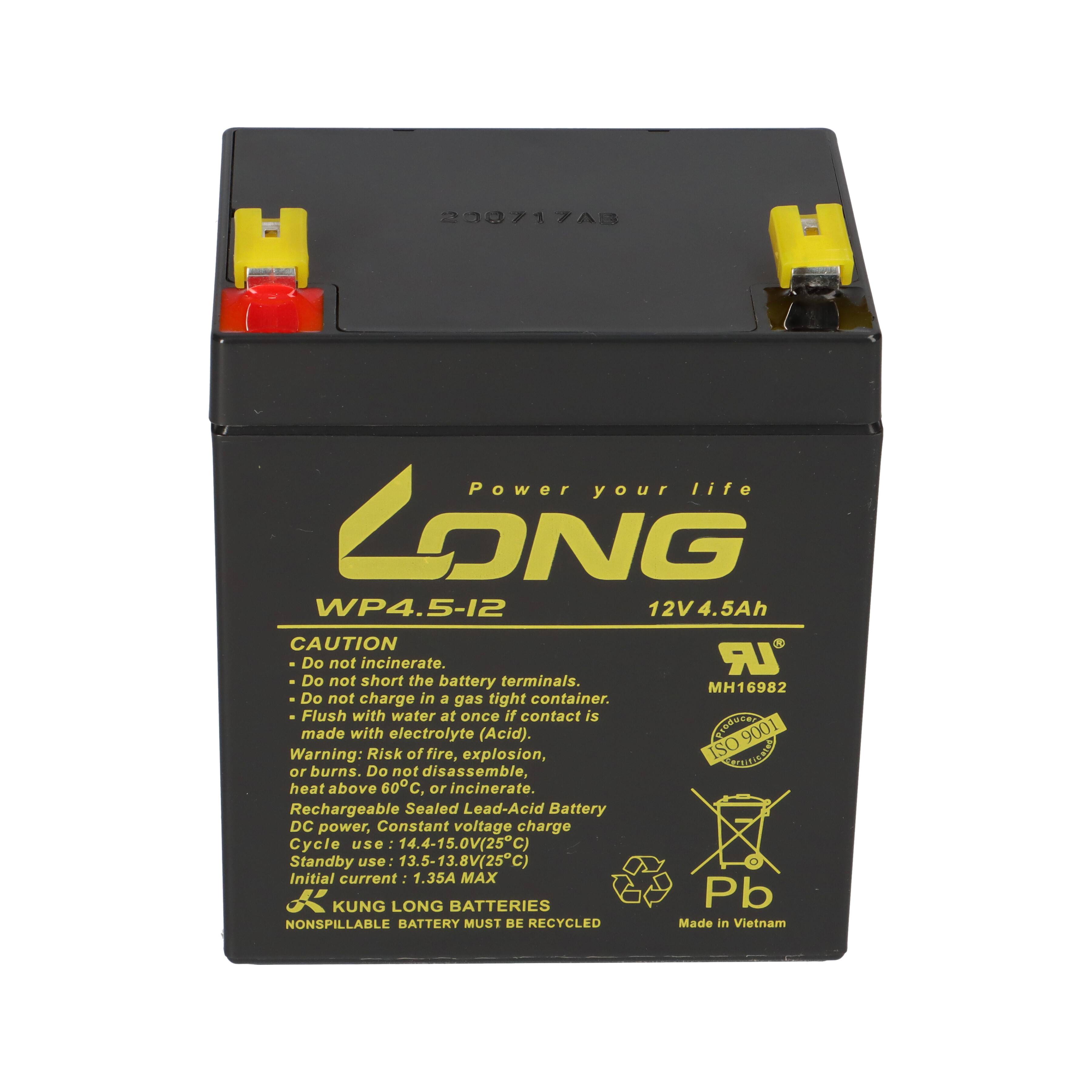 Kung Long WP4.5-12 12V 4,5Ah AGM Bleiakku F1 4,8mm