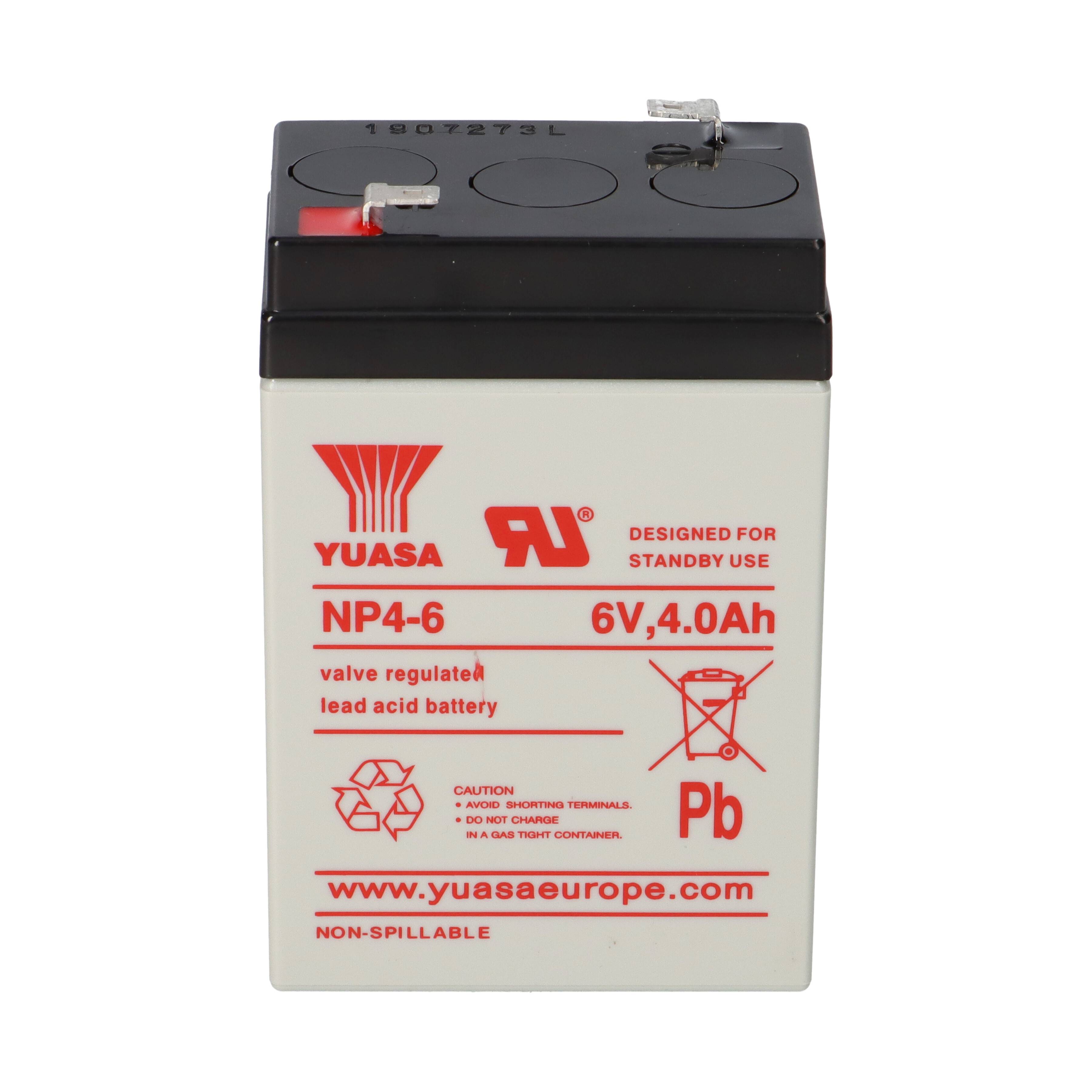 Yuasa Blei-Akku NP4-6 Pb 6V / 4Ah Faston 4,8