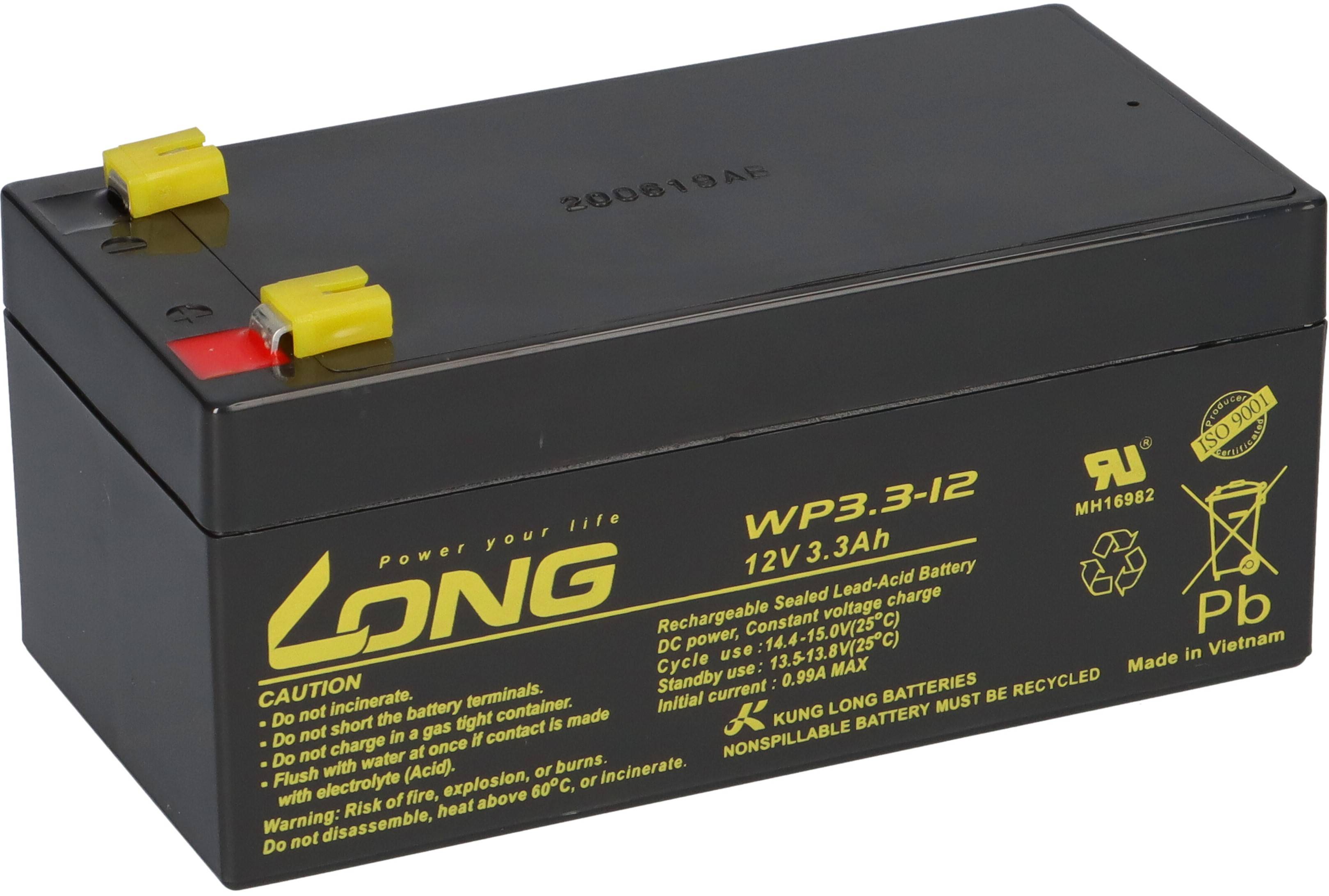 Kung Long WP3.3-12 12V 3,3Ah AGM Blei Vlies wartungsfrei
