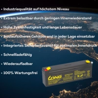 Kung Long WP2.2-12 12V 2,2Ah AGM Blei Batterie wartungsfrei VdS battery Kung Long WP2.2-12 12V 2,2Ah AGM Blei Batterie wartungsfrei VdS battery