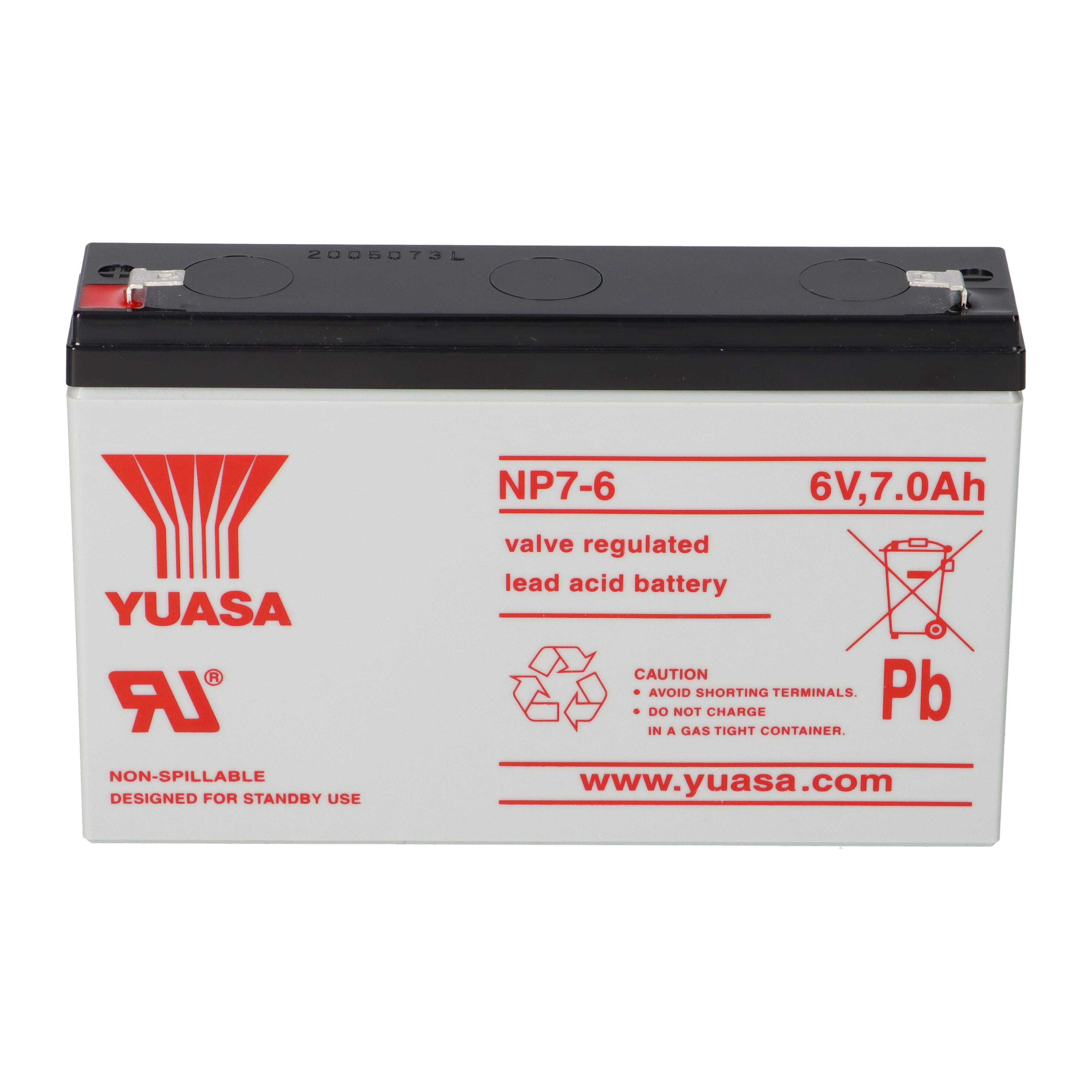Yuasa Blei-Akku NP7-6 Pb 6V / 7Ah Faston 4,8