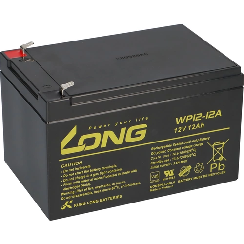 Kung Long VdS WP12-12 F1 4,8mm 12V 12Ah AGM Blei Accu Batterie wartungsfrei Kung Long VdS WP12-12 F1 4,8mm 12V 12Ah AGM Blei Accu Batterie wartungsfrei