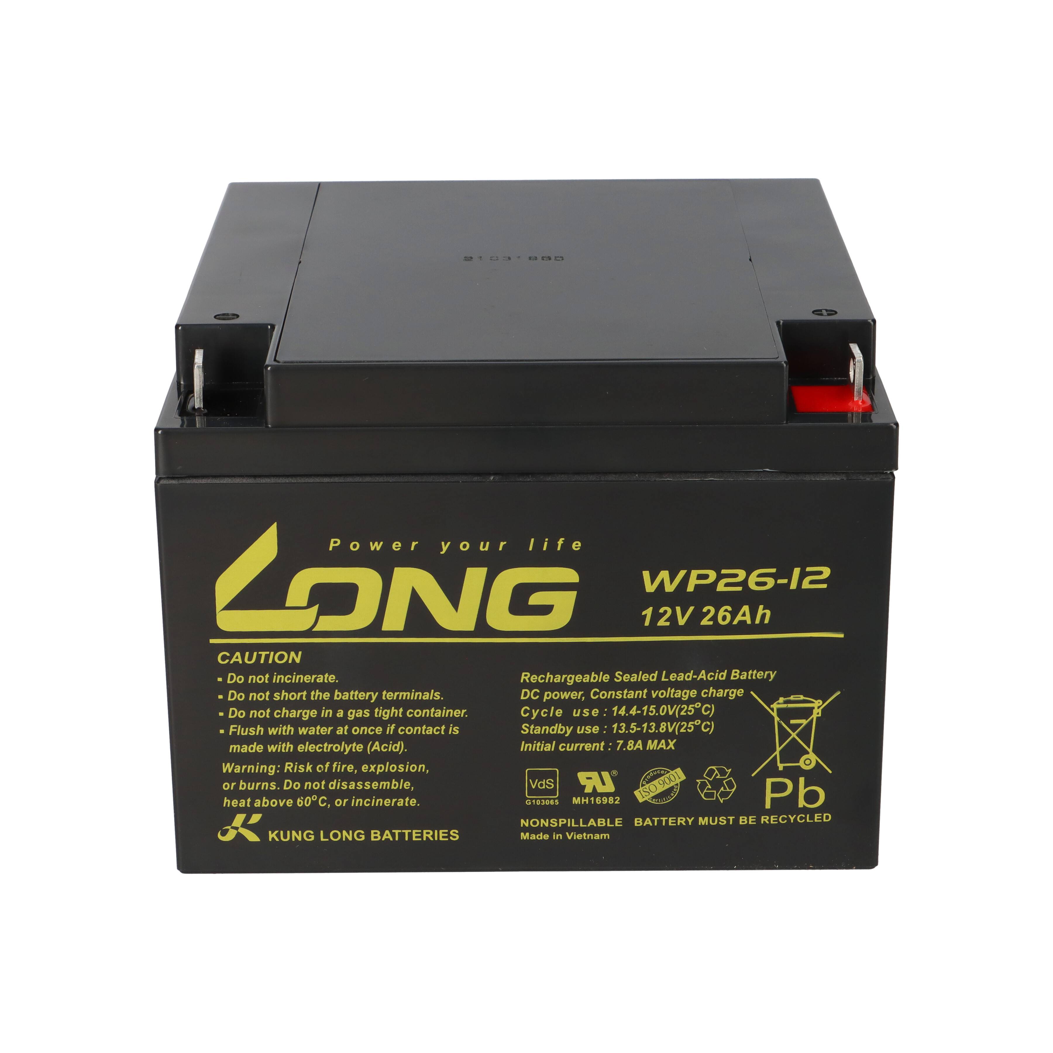 Kung Long WP26-12 12V 26Ah VdS Akku AGM GEL Blei Batterie