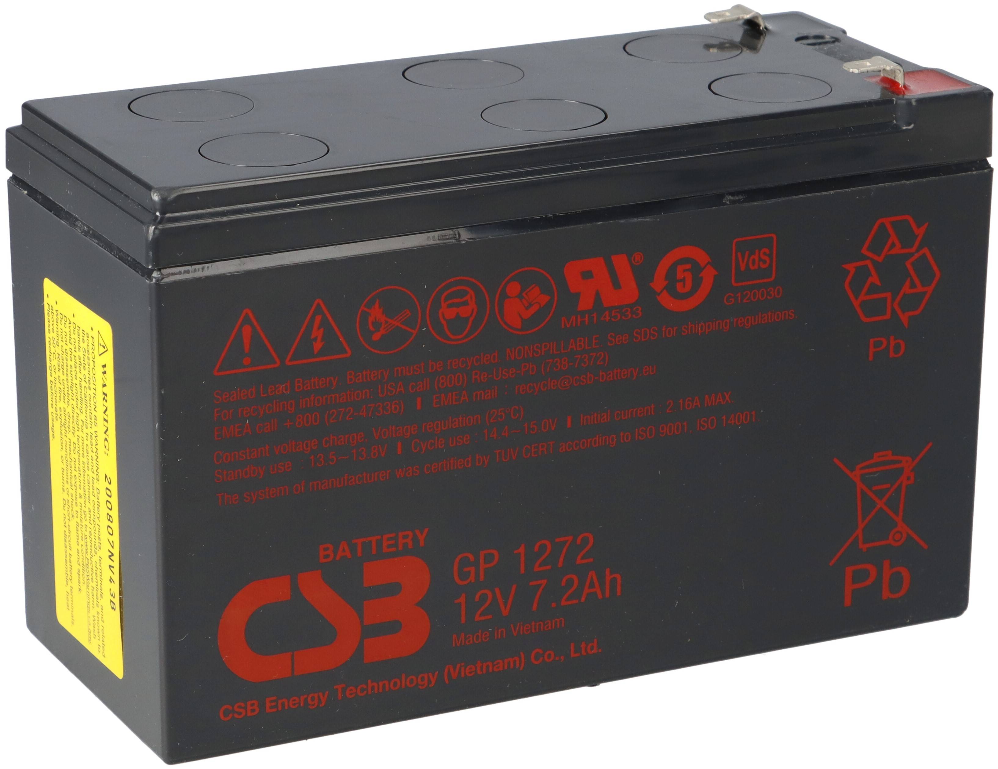 CSB GP1272 AGM Bleiakku 12V 7,2Ah T1 / Faston 4,8 mm