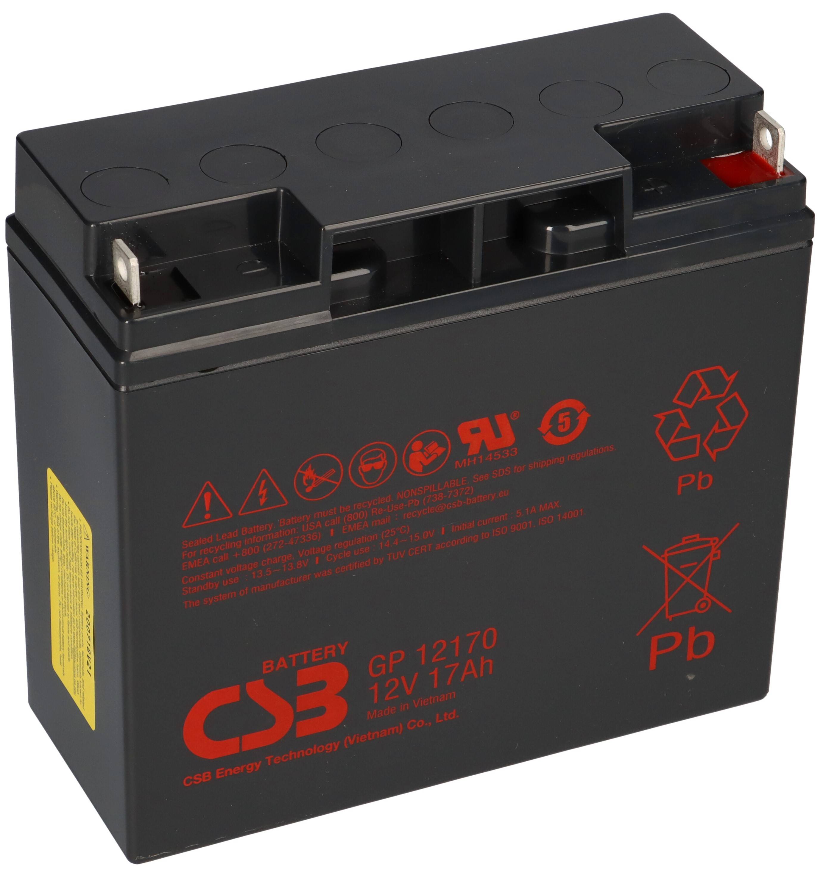 CSB GP12170 AGM Bleiakku 12V 17Ah M5-Flachpol / B1-B3 gemäß Ausführung