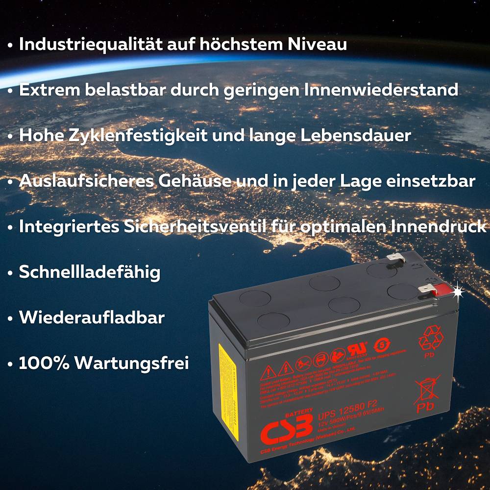 CSB AGM Bleiakku UPS 12580 12V 9,4Ah 580W Hochstrom-Akku