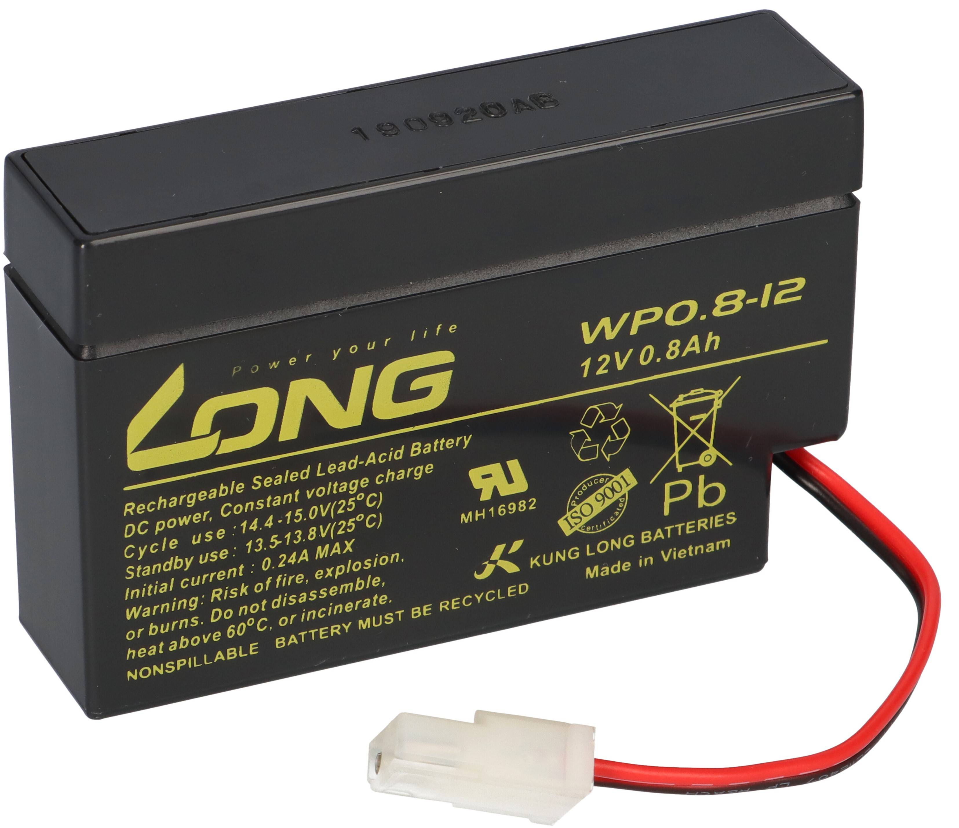 Kung Long WP0.8-12 12V 0,8Ah AGM Bleiakku mit Stecker