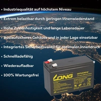 Kung Long Blei Akku 12V 9Ah WP1236W hochstrom Bleigel AGM Kung Long Blei Akku 12V 9Ah WP1236W hochstrom Bleigel AGM