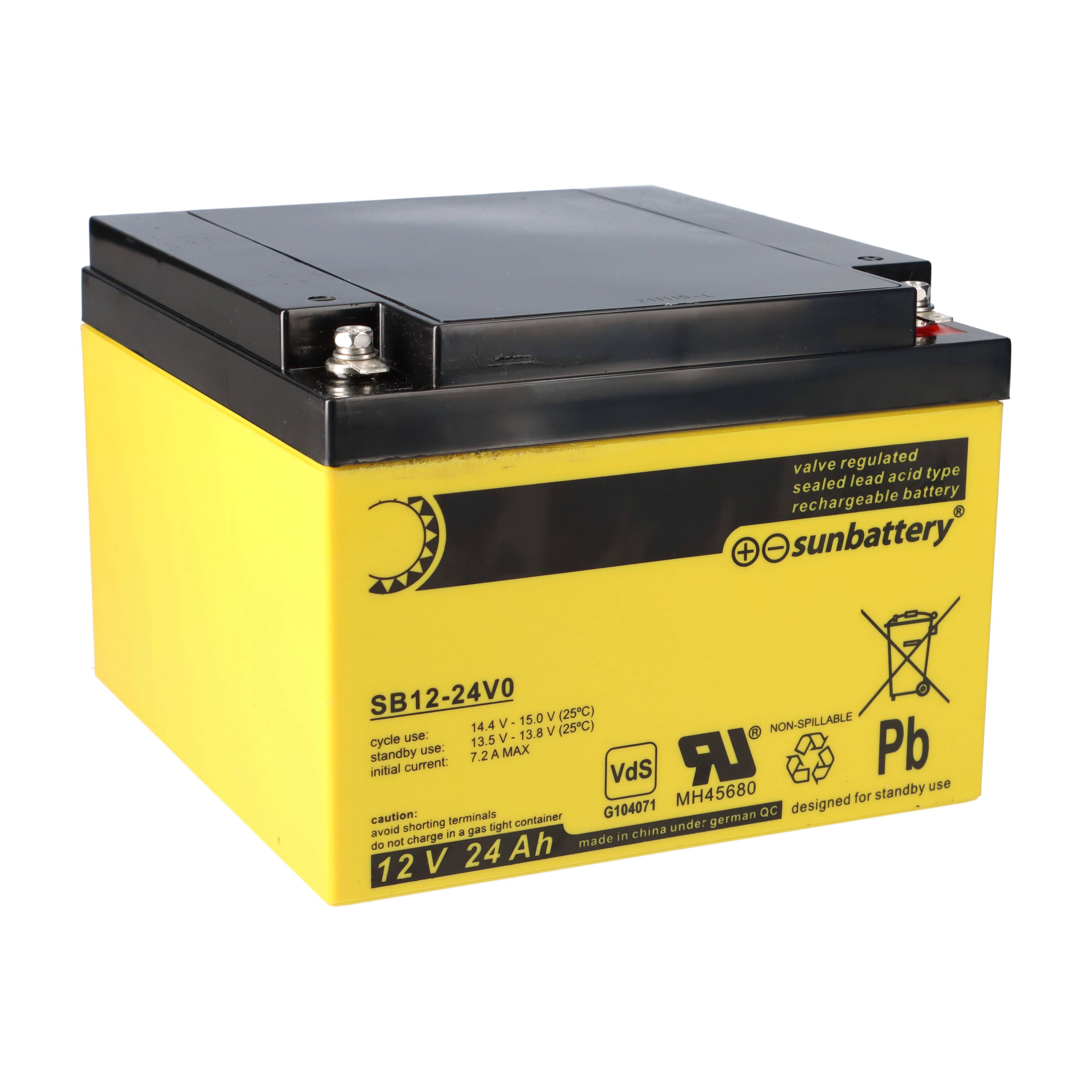 SUN Battery SB12-24V0 AGM Akku 12V 24Ah Blei-Akku mit VDS