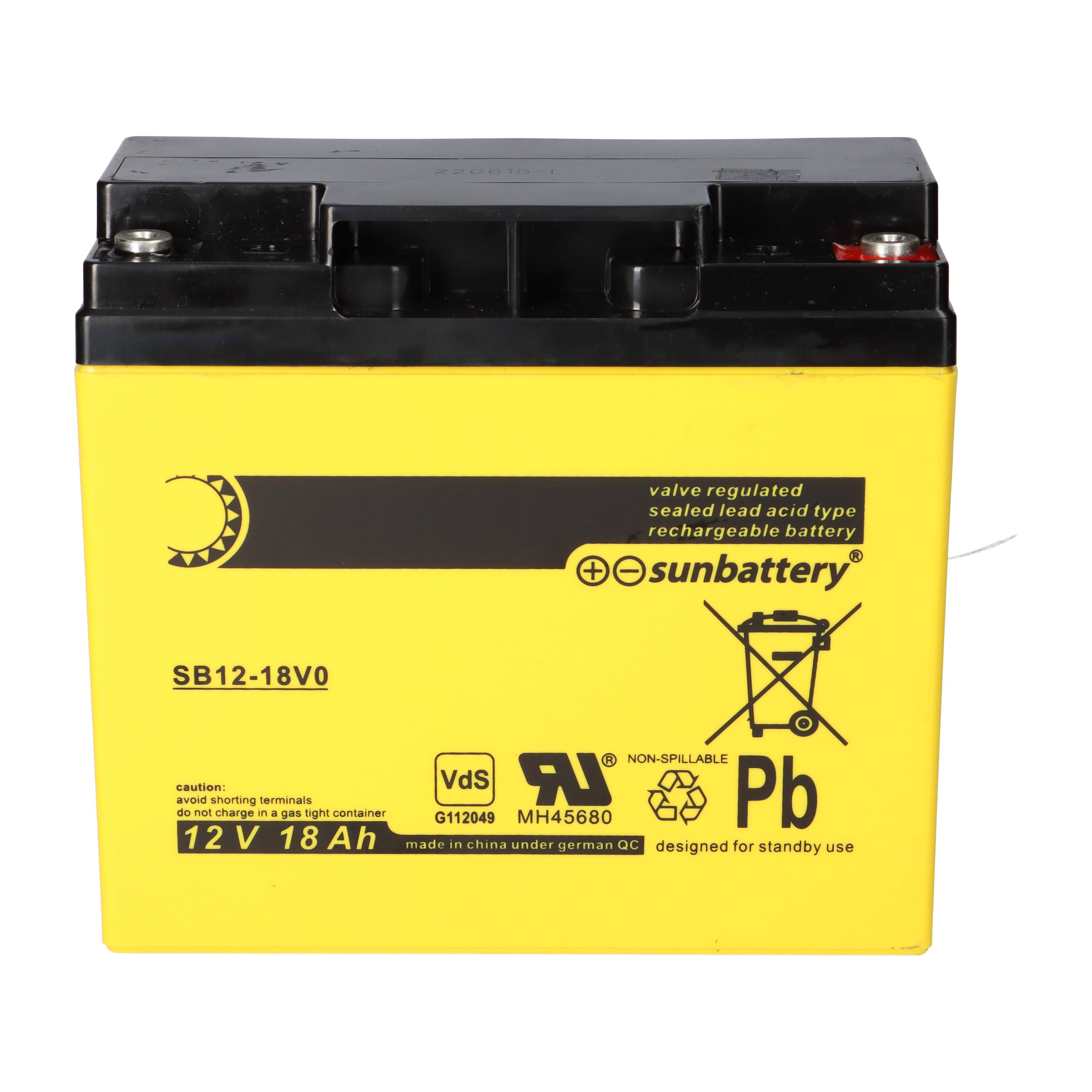 SUN Battery SB12-18V0 AGM Akku 12V 18Ah F-M5 / M5-Innengewinde