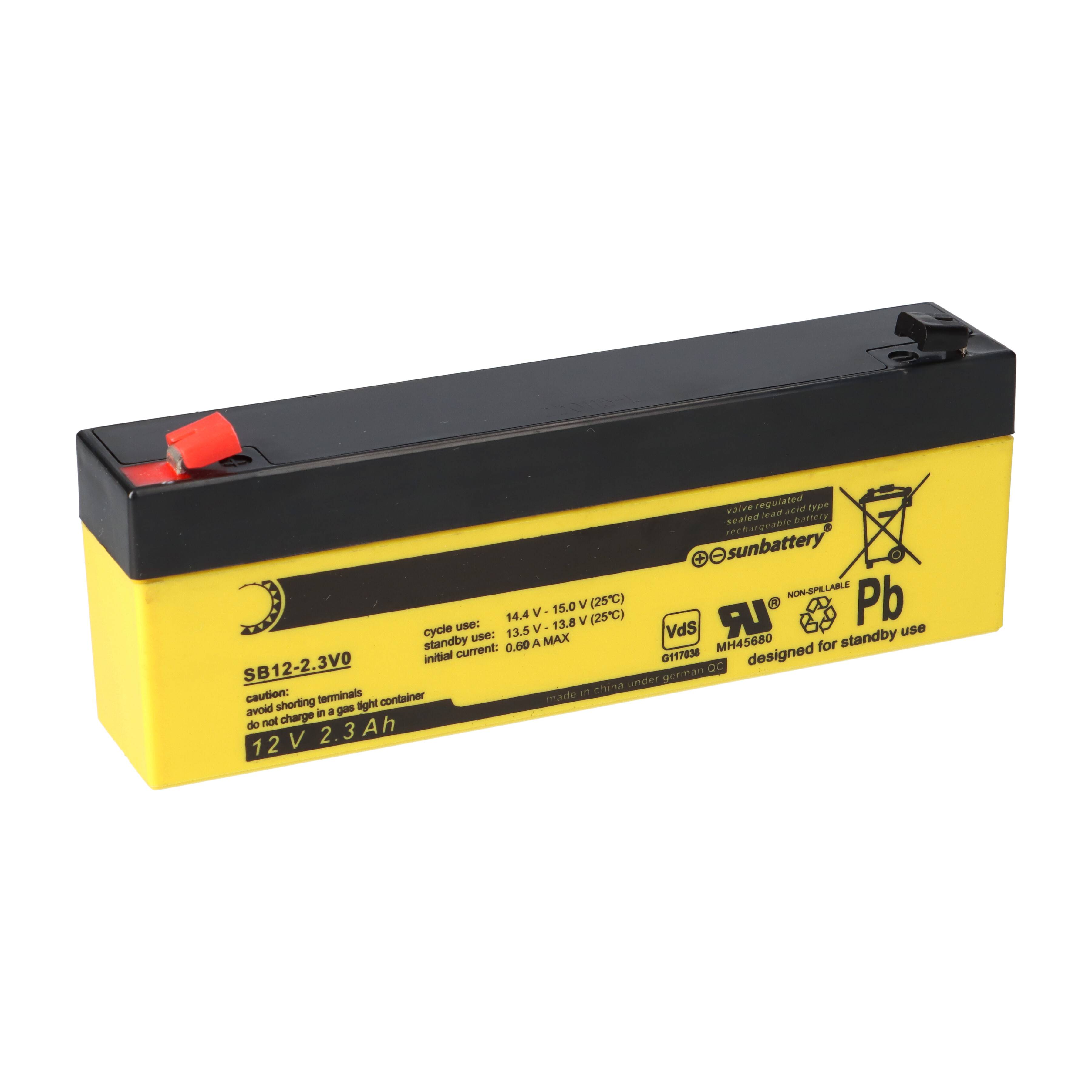 SUN Battery SB12-2.3V0 AGM Akku 12V 2,3Ah T1 / Faston 4,8 mm