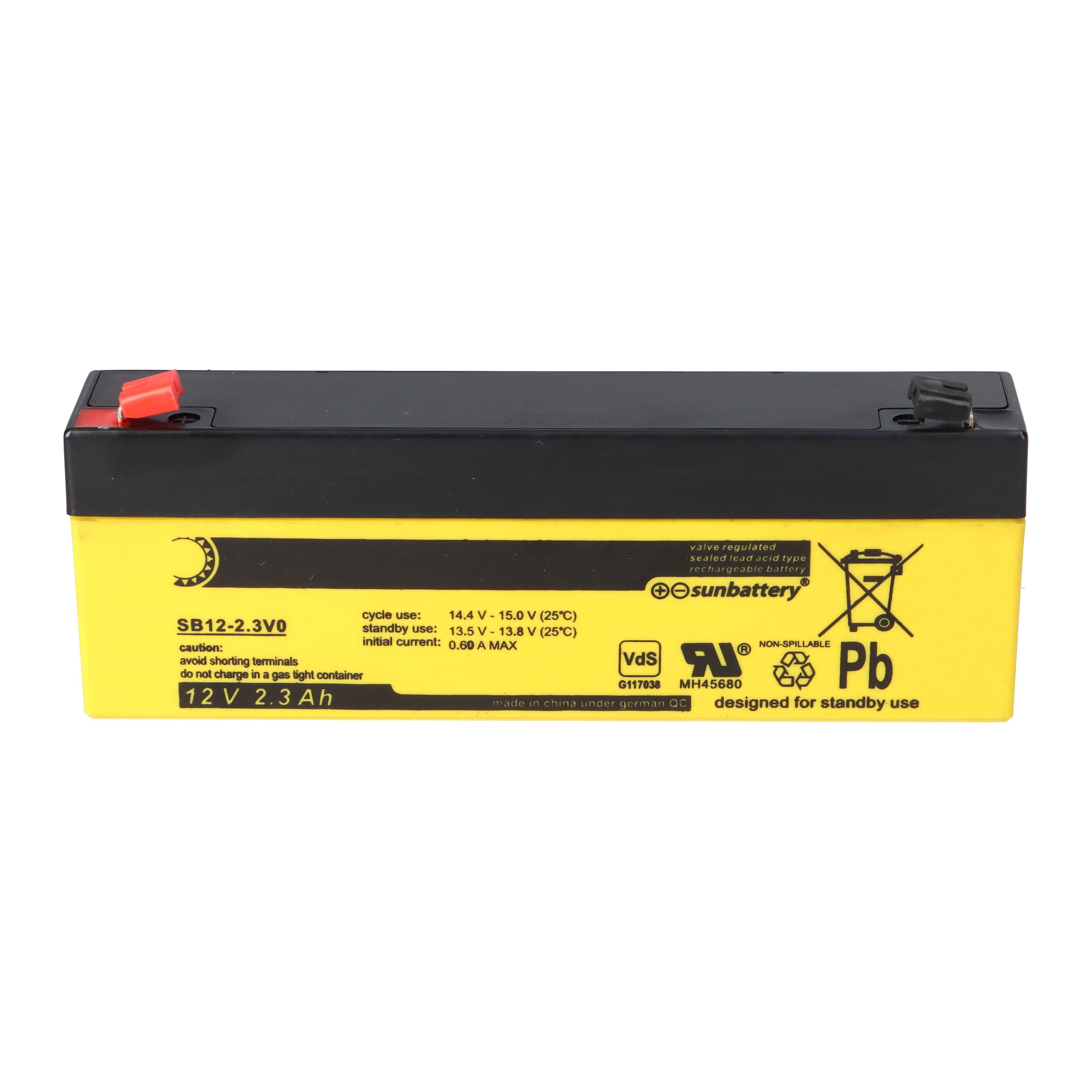 SUN Battery SB12-2.3V0 AGM Akku 12V 2,3Ah T1 / Faston 4,8 mm