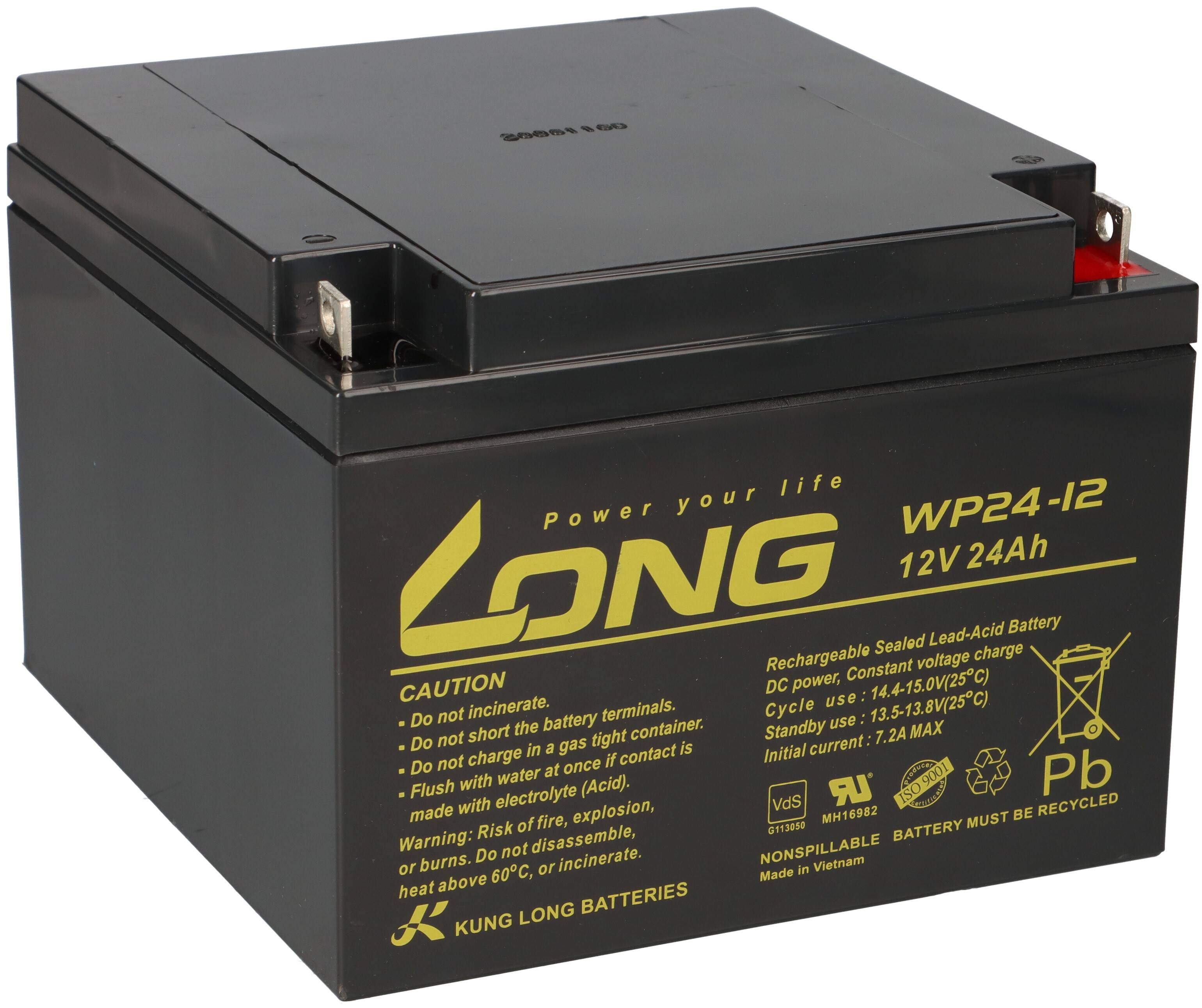 Kung Long WP24-12 12V 24Ah Akku AGM GEL Blei Batterie VDS