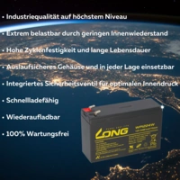 Kung Long WP1224W Bleiakku AGM 12V 6Ah Hochstrom Kung Long WP1224W Bleiakku AGM 12V 6Ah Hochstrom