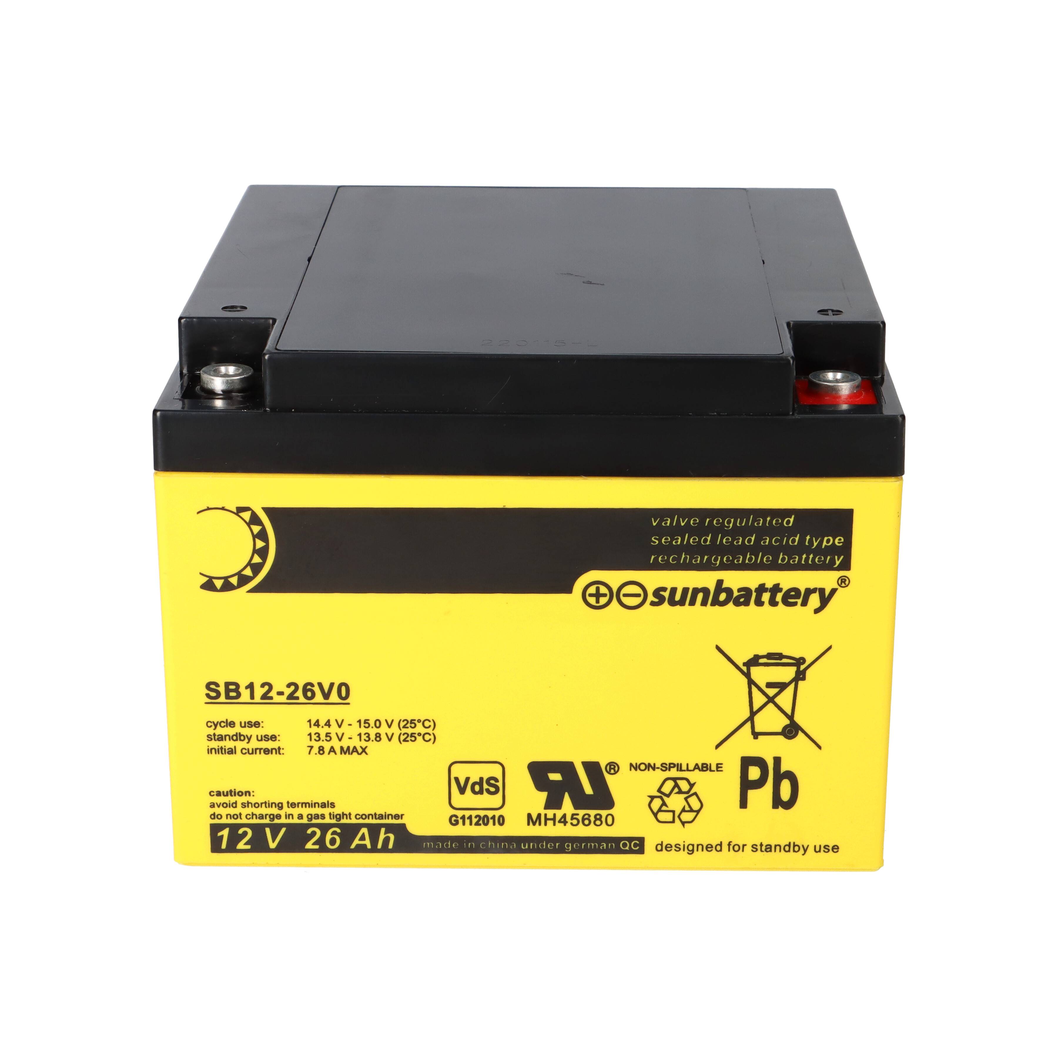 SUN Battery SB12-26V0 AGM Akku 12V 26Ah F-M5 / M5-Innengewinde