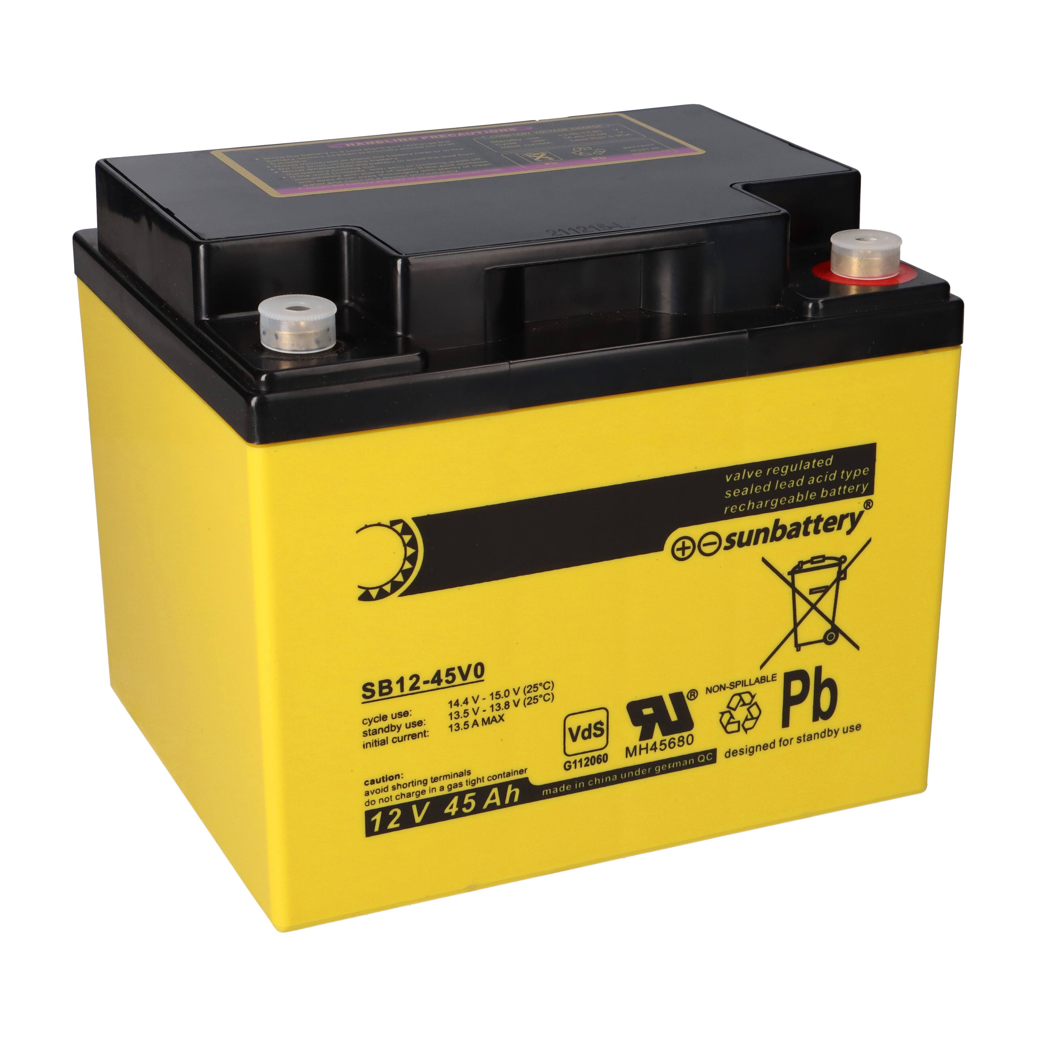 SUN Battery SB12-45V0 AGM Akku 12V 45Ah Blei-Akku mit VDS