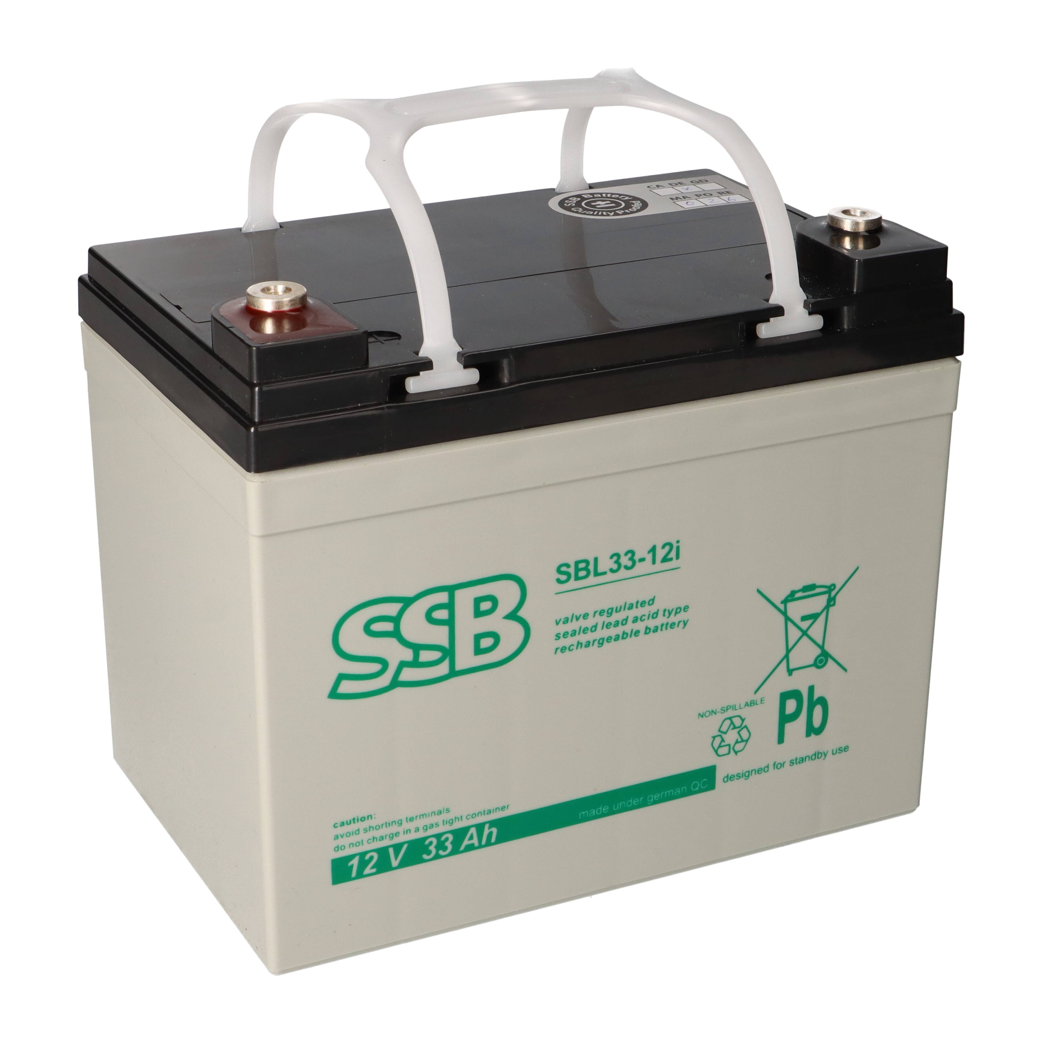 SSB Blei Akku SBL 33-12i AGM Batterie M6 Schraubanschluss - 12V 33Ah