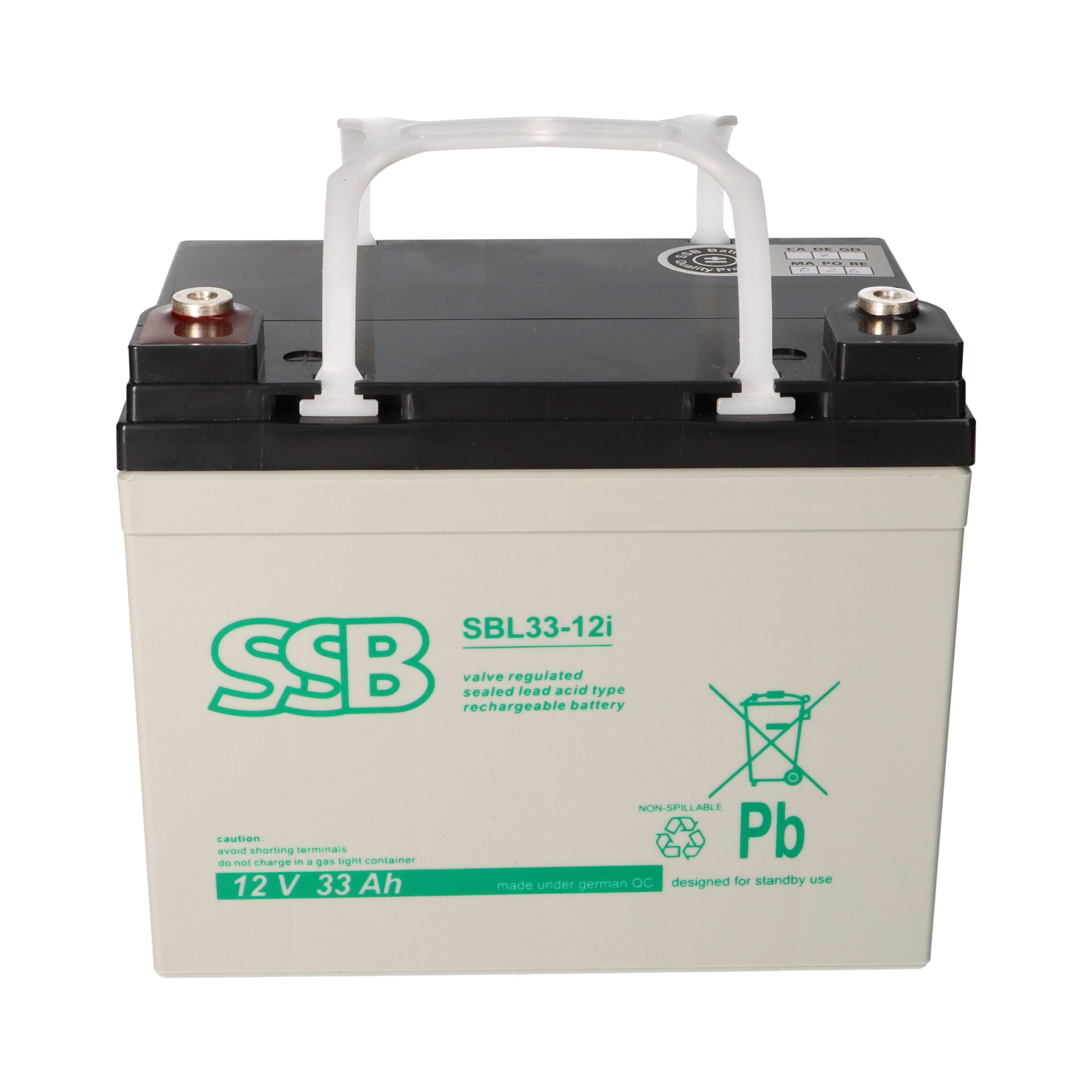 SSB Battery SBL33-12i AGM Bleiakku 12V 33Ah M6-Schraubanschluss