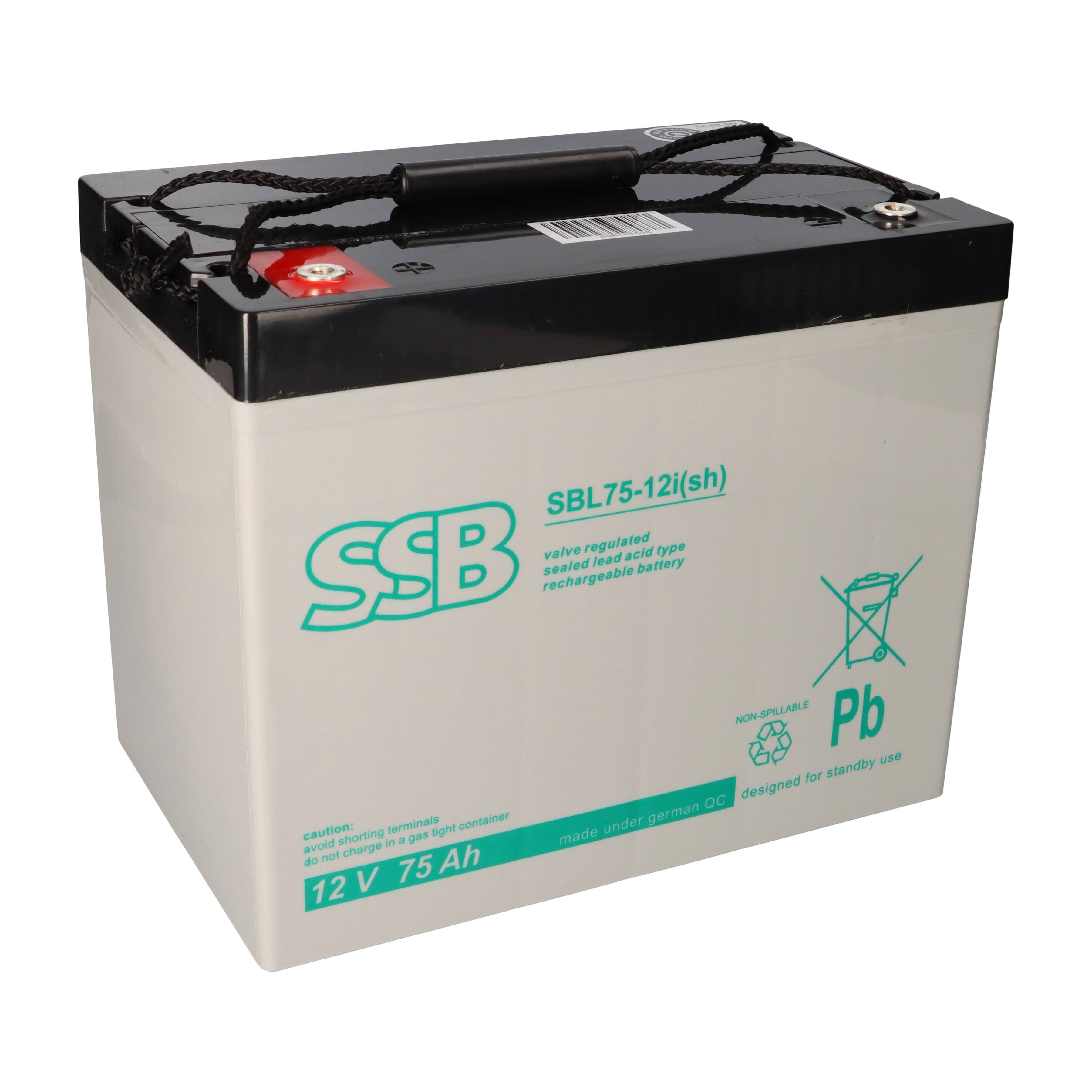 SSB Blei Akku SBL 75-12i(sh) AGM Batterie M6 Schraubanschluss - 12V 75Ah