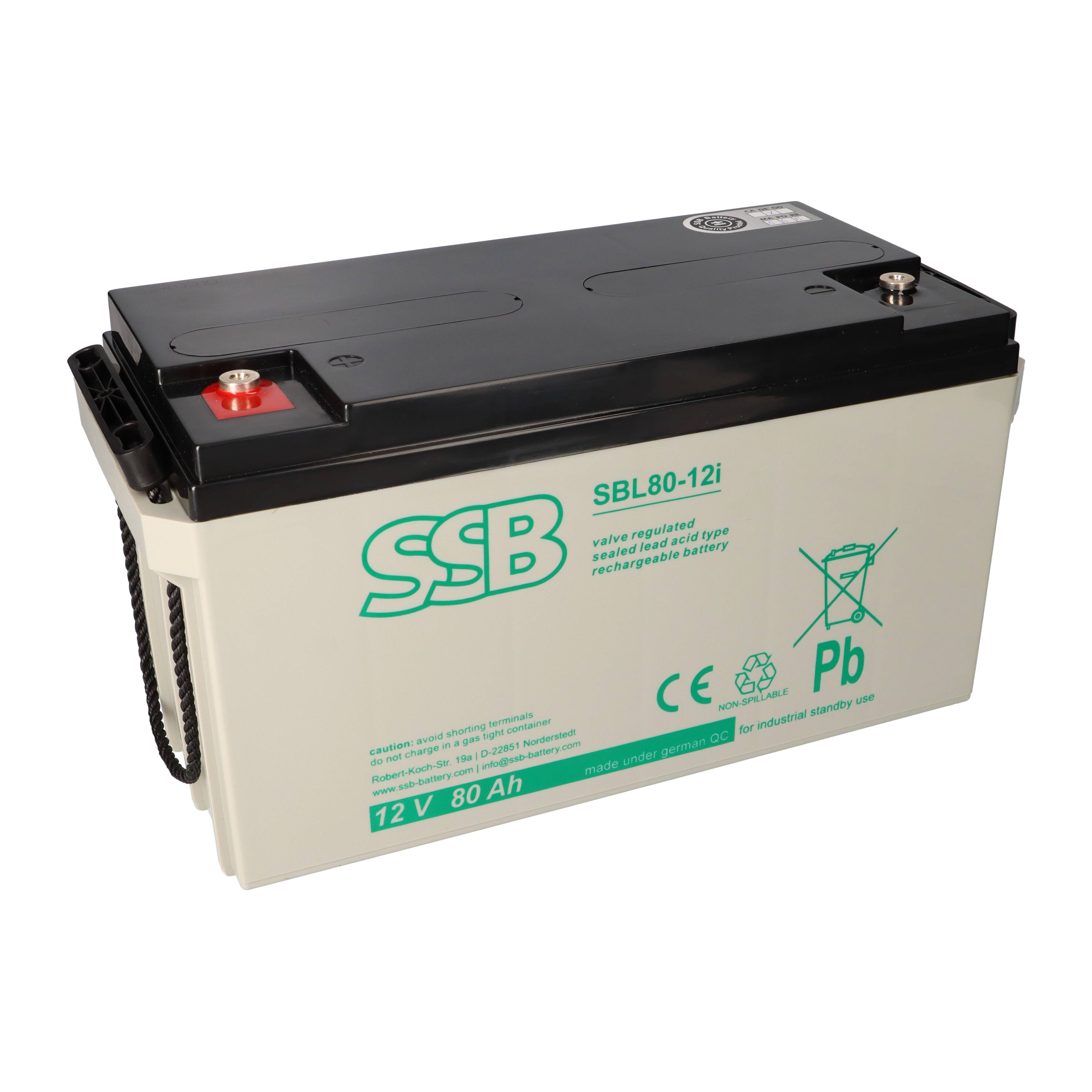 SSB Blei Akku SBL 80-12i AGM Batterie M6 Schraubanschluss - 12V 80Ah