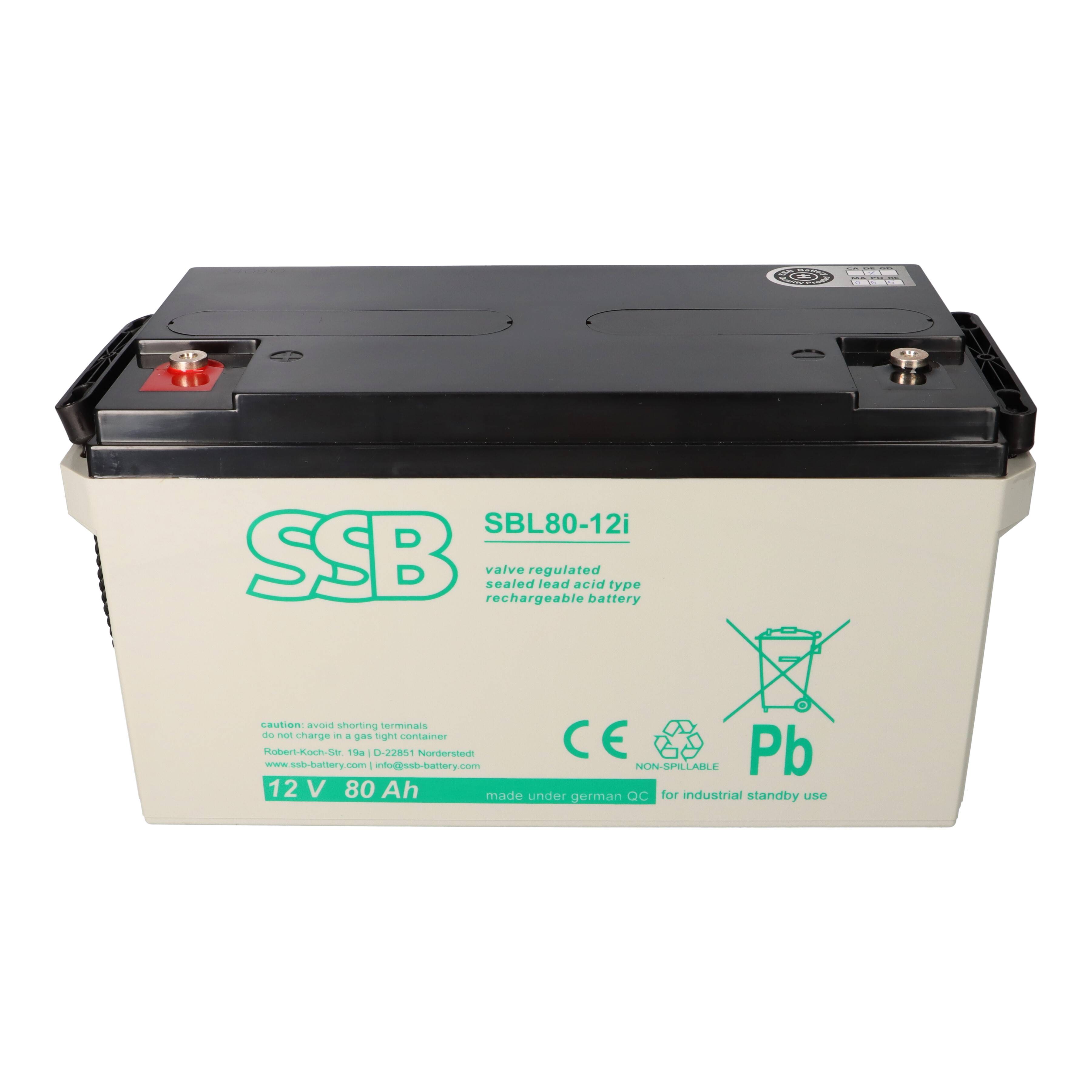 SSB Battery SBL80-12i AGM Bleiakku 12V 80Ah M6-Schraubanschluss