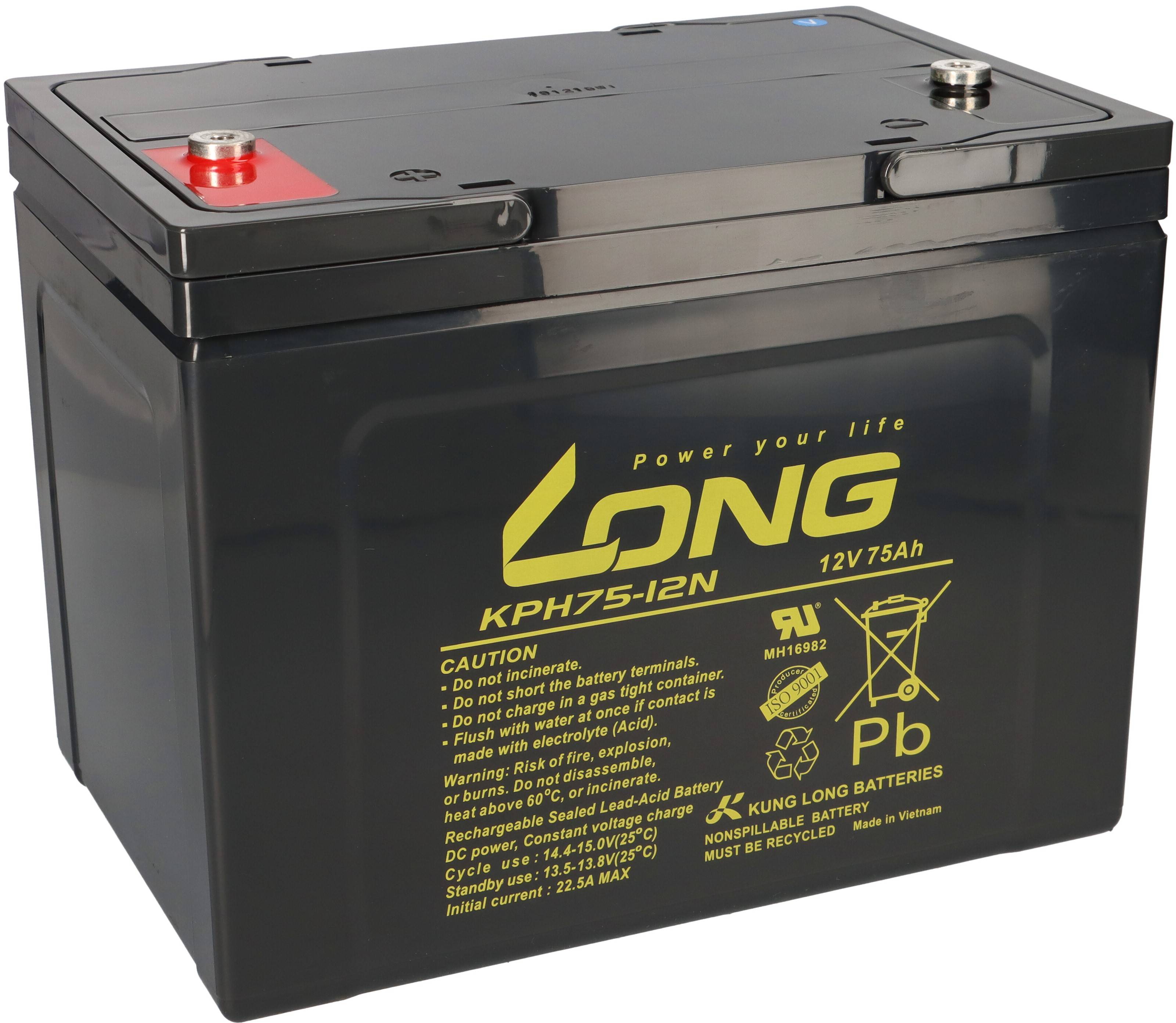 Kung Long Akku 12V 75Ah KPH75-12N M6 AGM Blei wartungsfrei