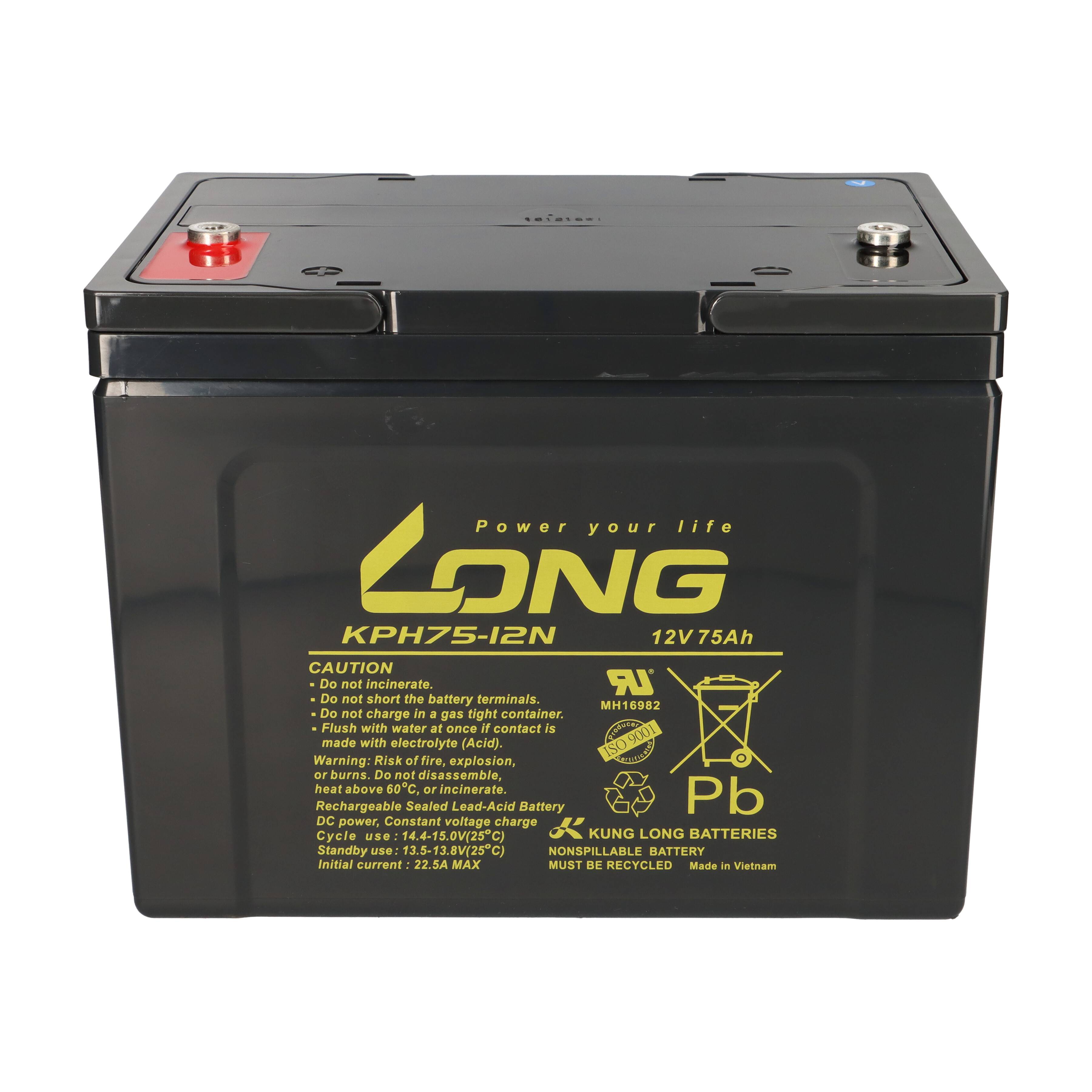Kung Long Akku 12V 75Ah KPH75-12N M6 AGM Blei wartungsfrei