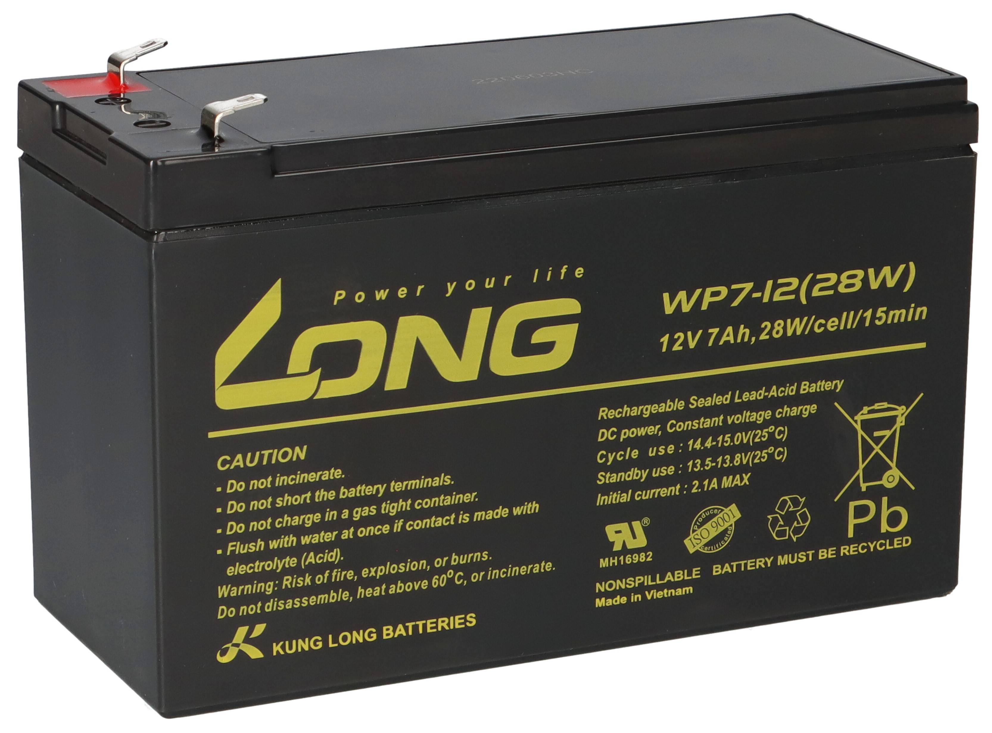 Kung Long VDS WP7-12(28W)/F1 12V 7Ah Blei AGM Akku